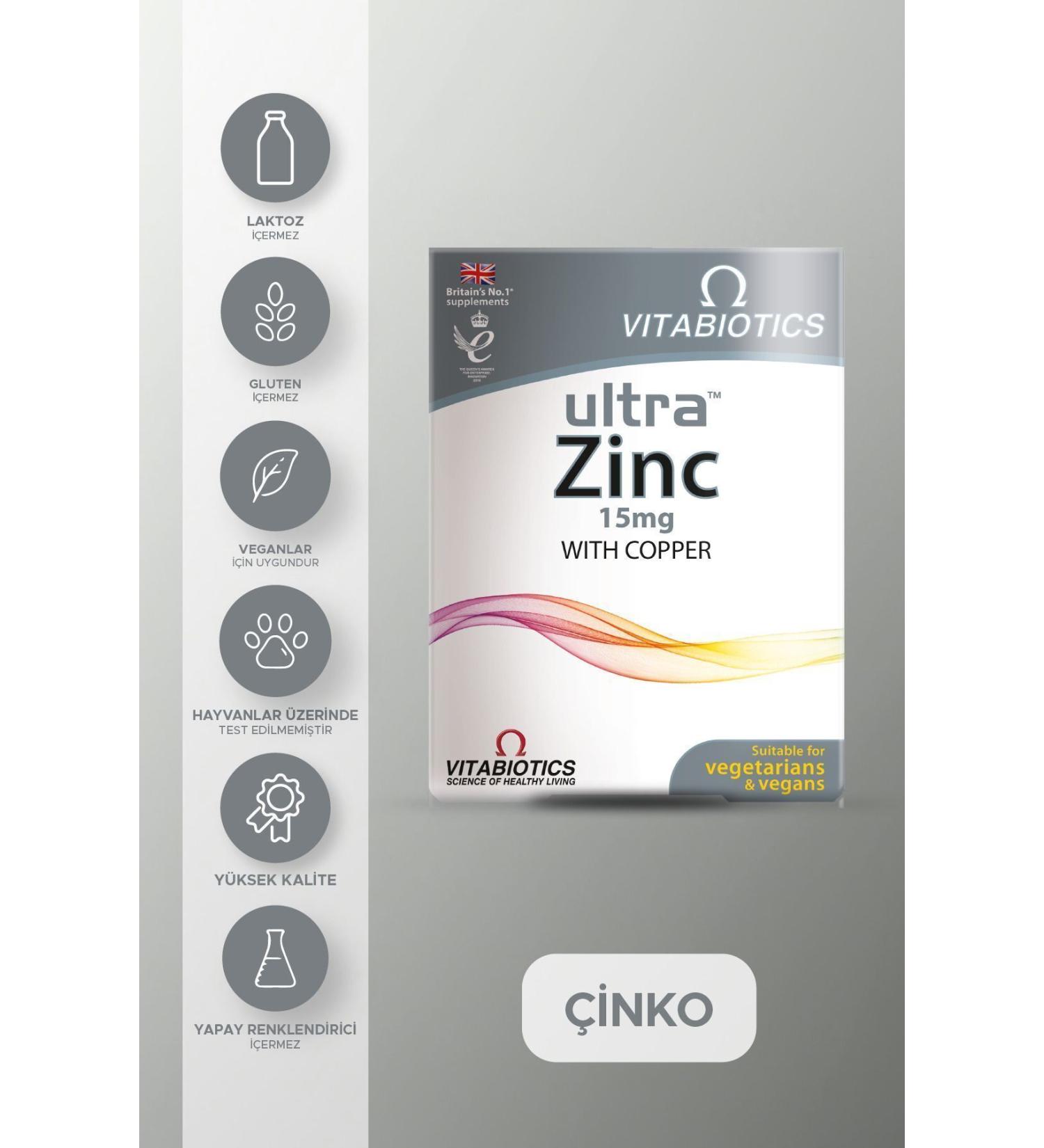 Vitabiotics Ultra Zinc Zinc and Copper Supplementary Food 60 Tablets