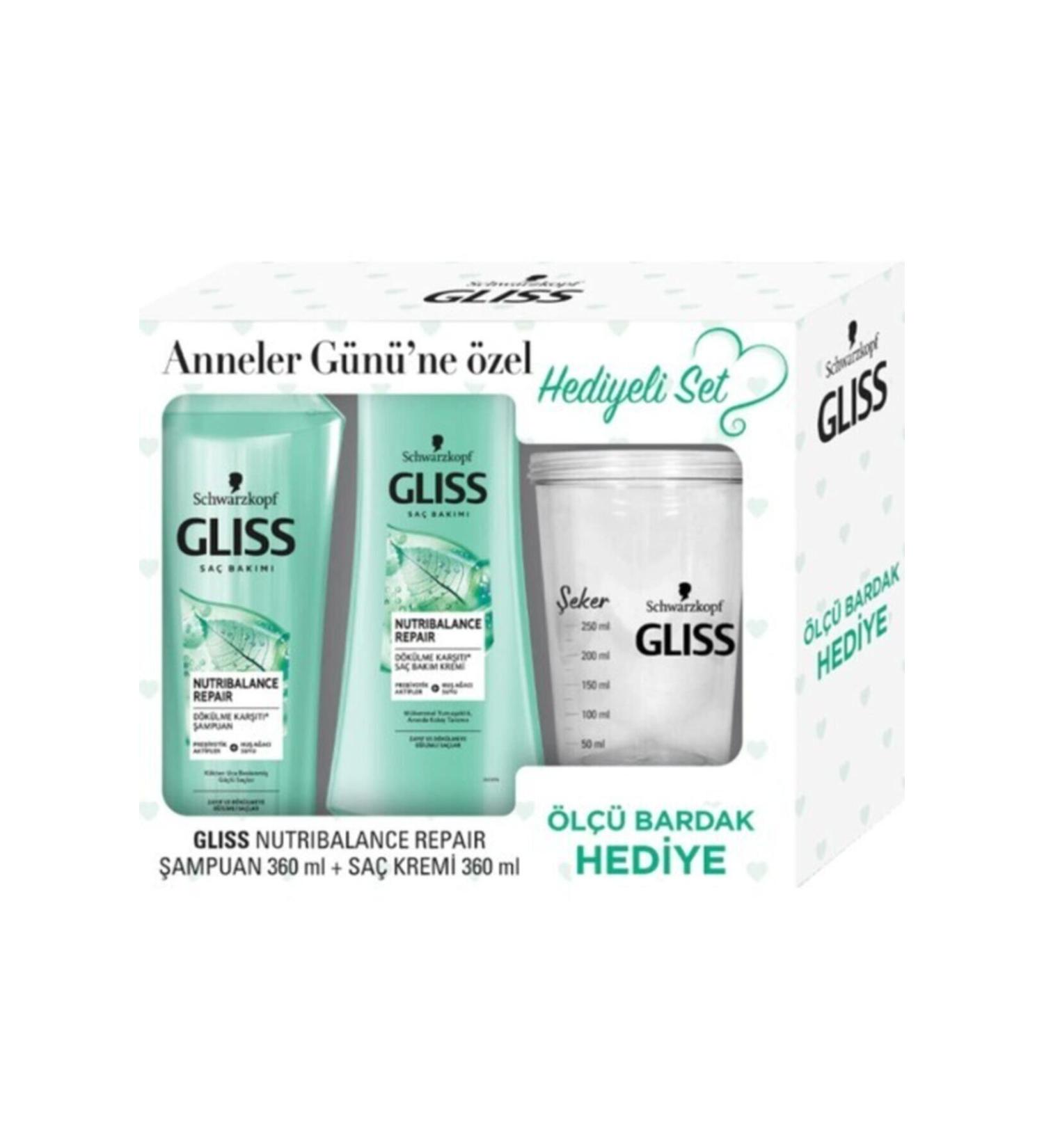 Gliss Nutribalance Shampoo 360 Ml + Hair Conditioner 360 Ml + Measuring Cup