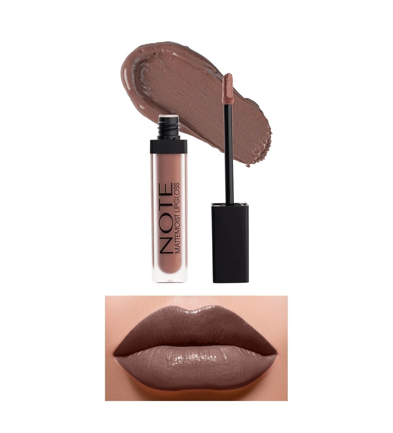 Note Cosmetics Mattemoist Lipgloss Semi-Matte Satin Finish Liquid Lipstick 414 Pinky Milk - Brown - Buy Online on GoSupps.com