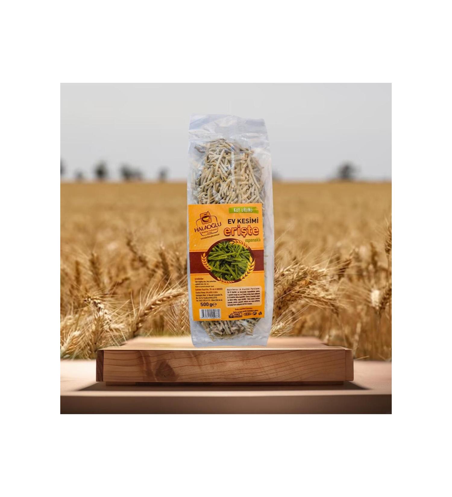 Halao lu Home Cut Spinach Noodles 500gr X 2 Pieces (1KG)