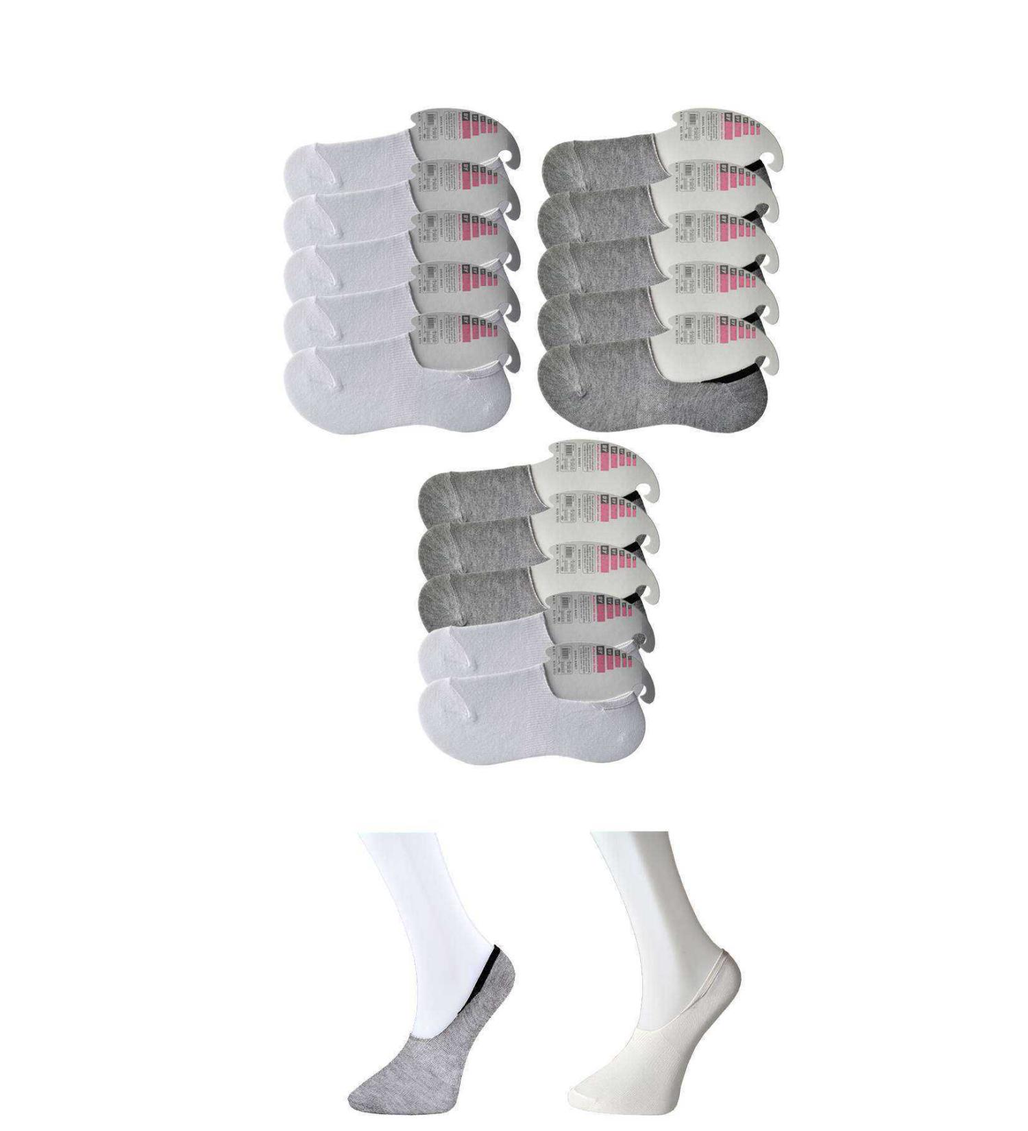 Skygo Gray and White Women's Ballerina Socks 15 pairs