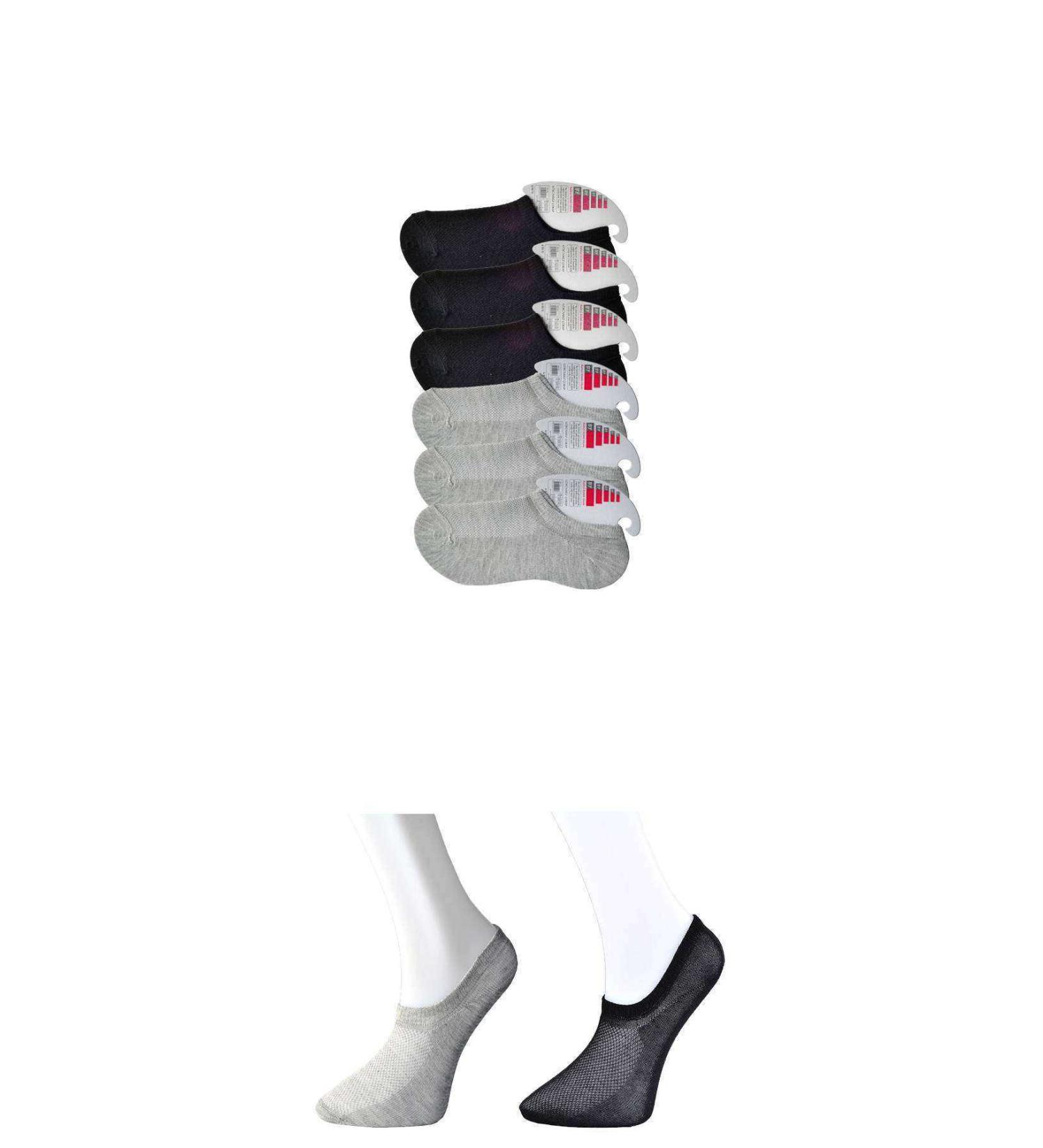 Skygo Black and Grey Women's Invisible Socks 6 pairs