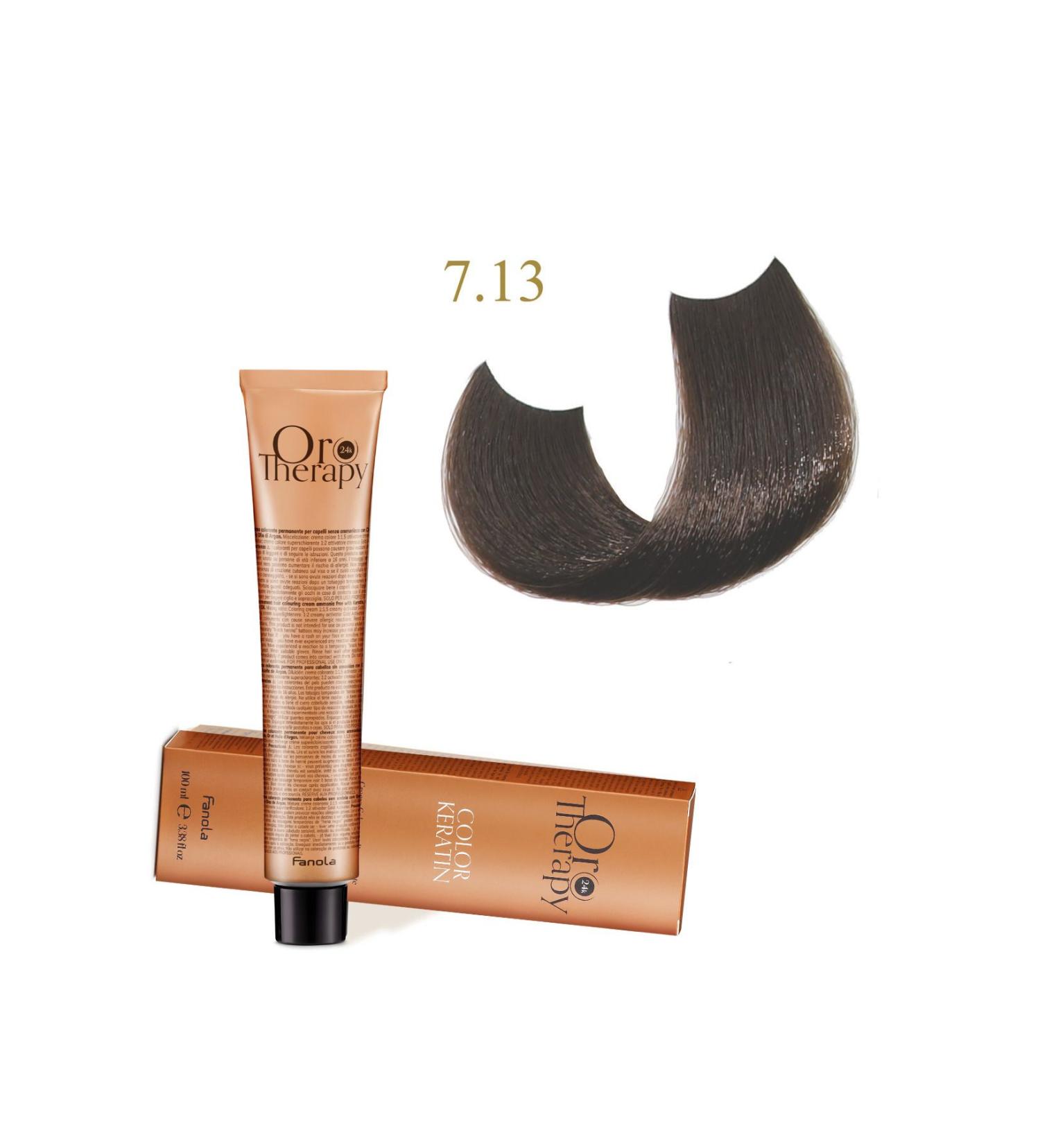 Fanola Oro Therapy 24k Color Keratin With Gold & Argan Oil 100ml (ammonia Free) 7.13 Blonde Beige