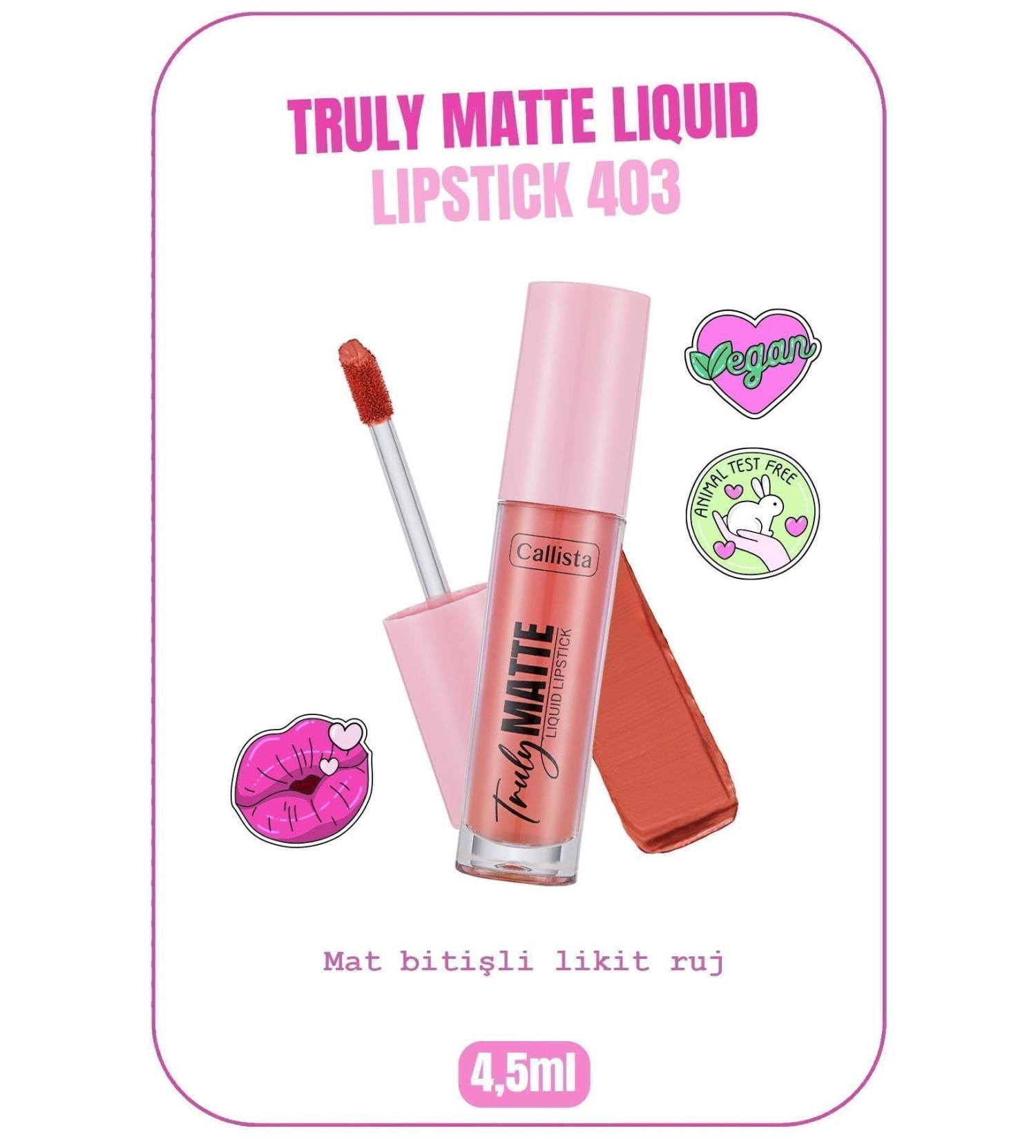 Callista Truly Matte Liquid Lipstick Mat Likit Ruj 403 Rose Harmony - Nude - Buy Online on GoSupps.com