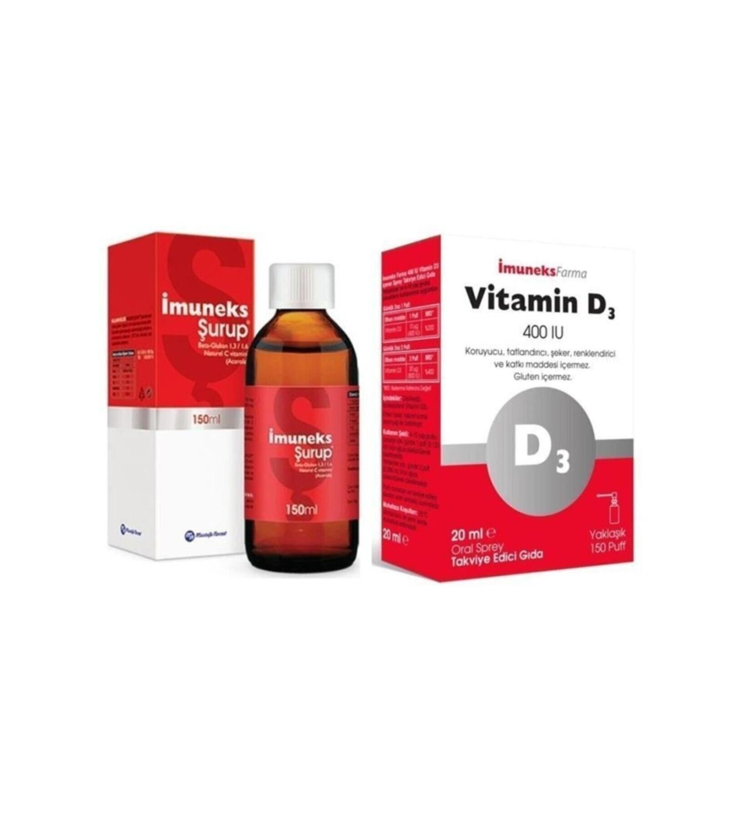 Imuneks Syrup 150 ml Vitamin D3 400 Iu Spray 20 ml