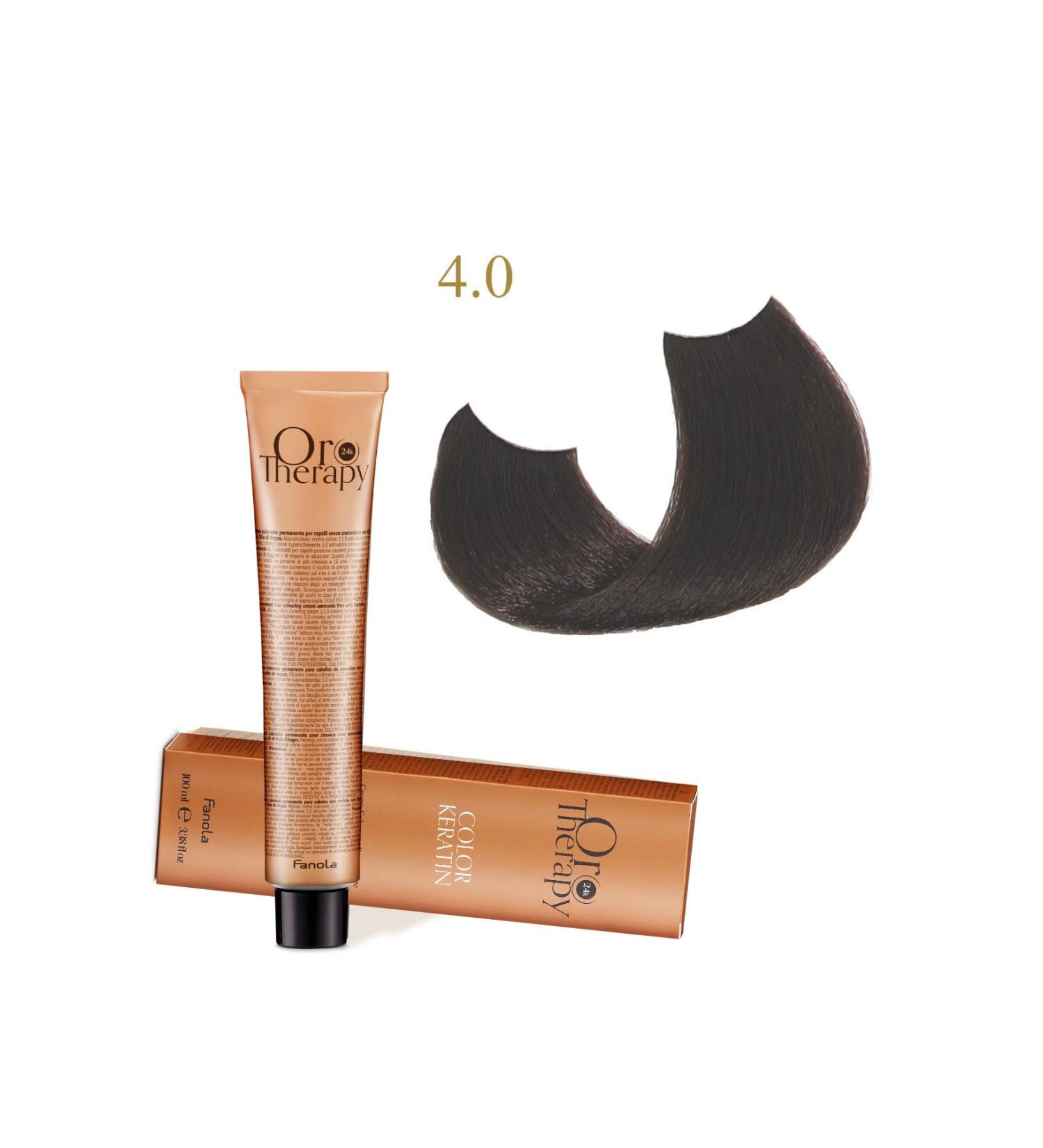 Fanola Oro Therapy 24k Color Keratin With Gold & Argan Oil 100ml (ammonia Free) 4.0 Chestnut