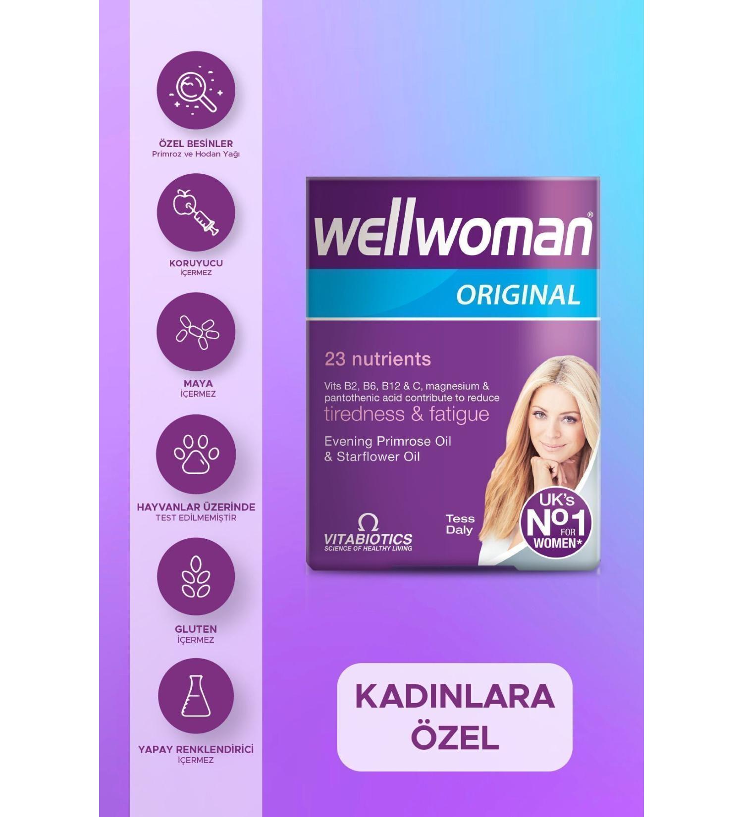 Wellwoman Omega - 6 Beta Carotene Containing Supplementary Food for Women 60 Tablets