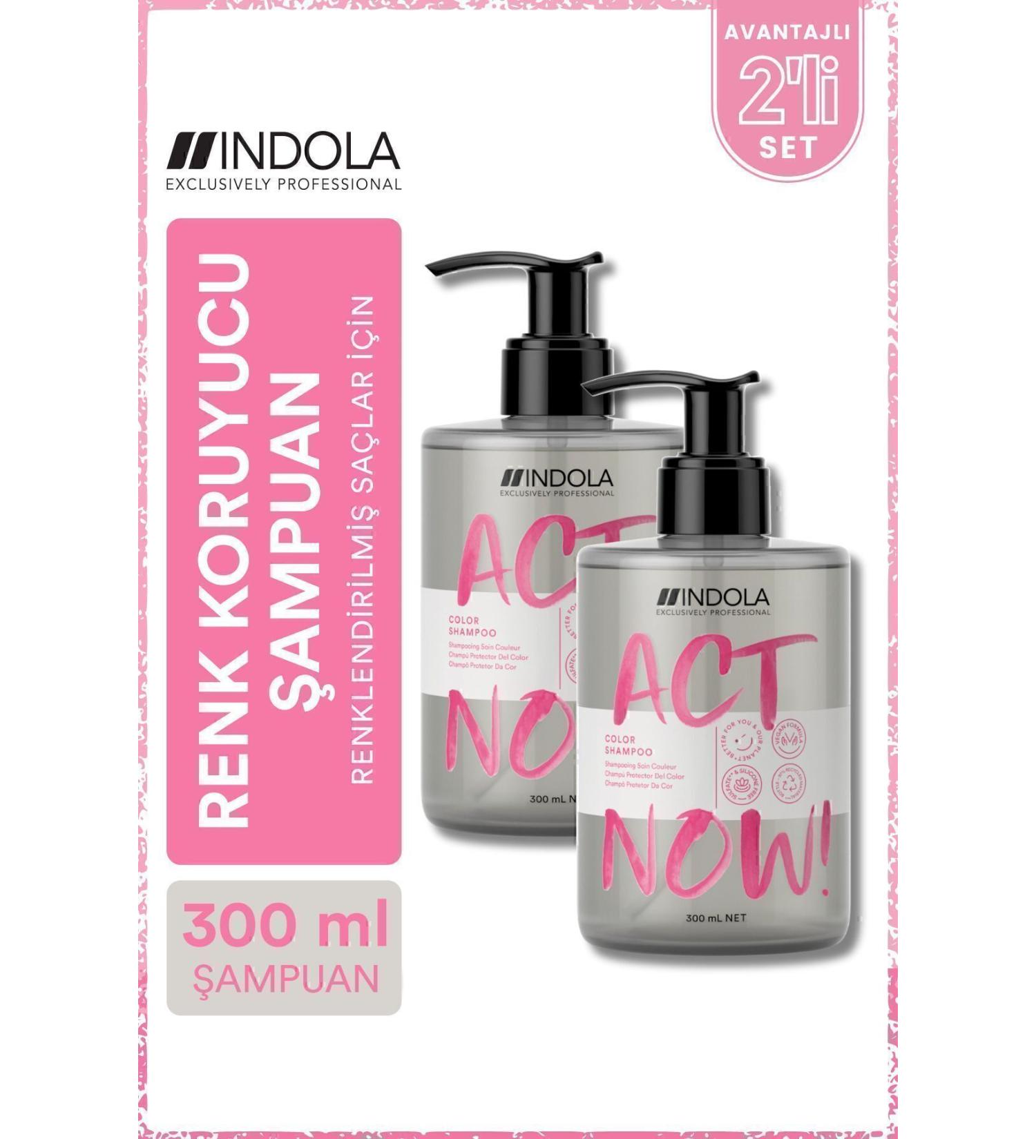 Indola ACT NOW! Chia Seed Extract Color Protecting Shampoo for Colored Hair 300ml | x 2 Pcs