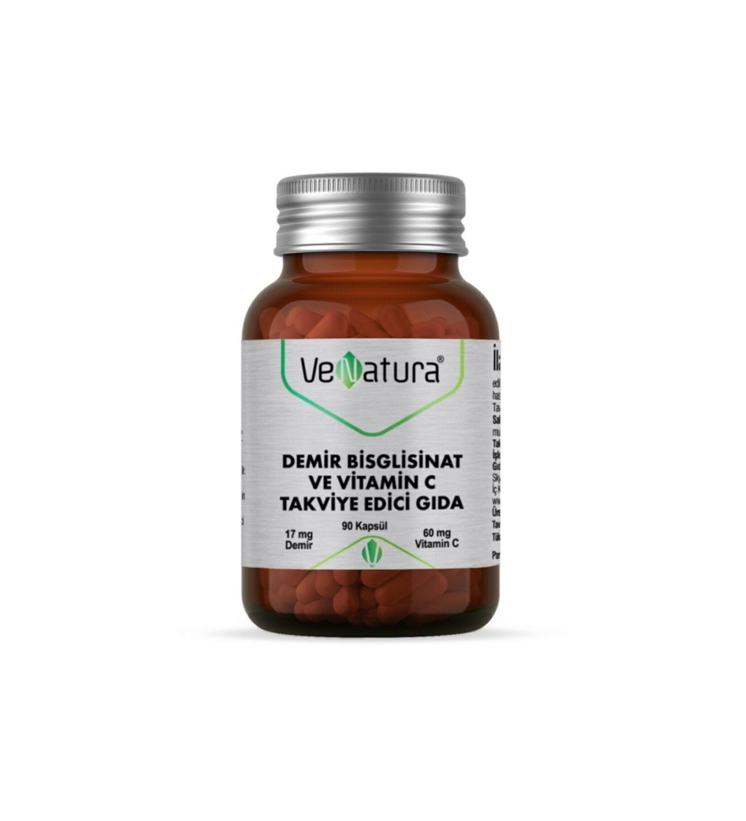 Venatura Iron Bisglycinate And Vitamin C 90 Capsules