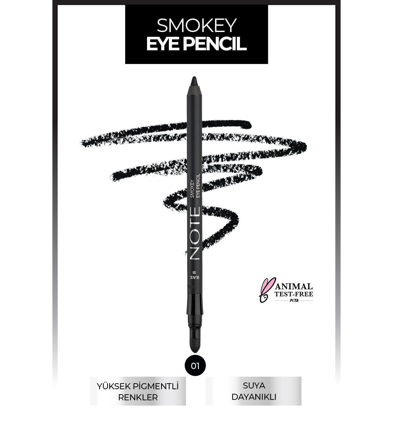 Note Cosmetics Smokey Eye Pencil Waterproof Applicator Waterproof Eye Pencil - 01 Black - Black - Buy Online on GoSupps.com