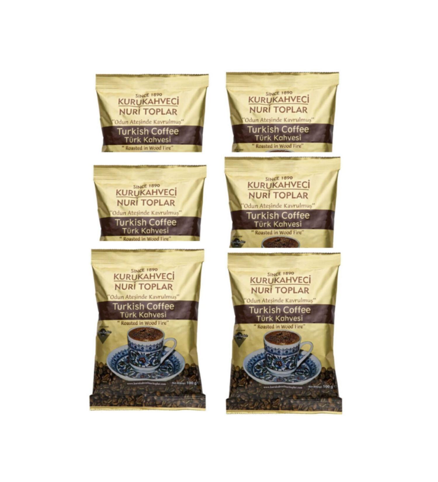 Nuri Toplar Kuru Kahveci Turkish Coffee 100gr Foil Packaging (6 Pieces)