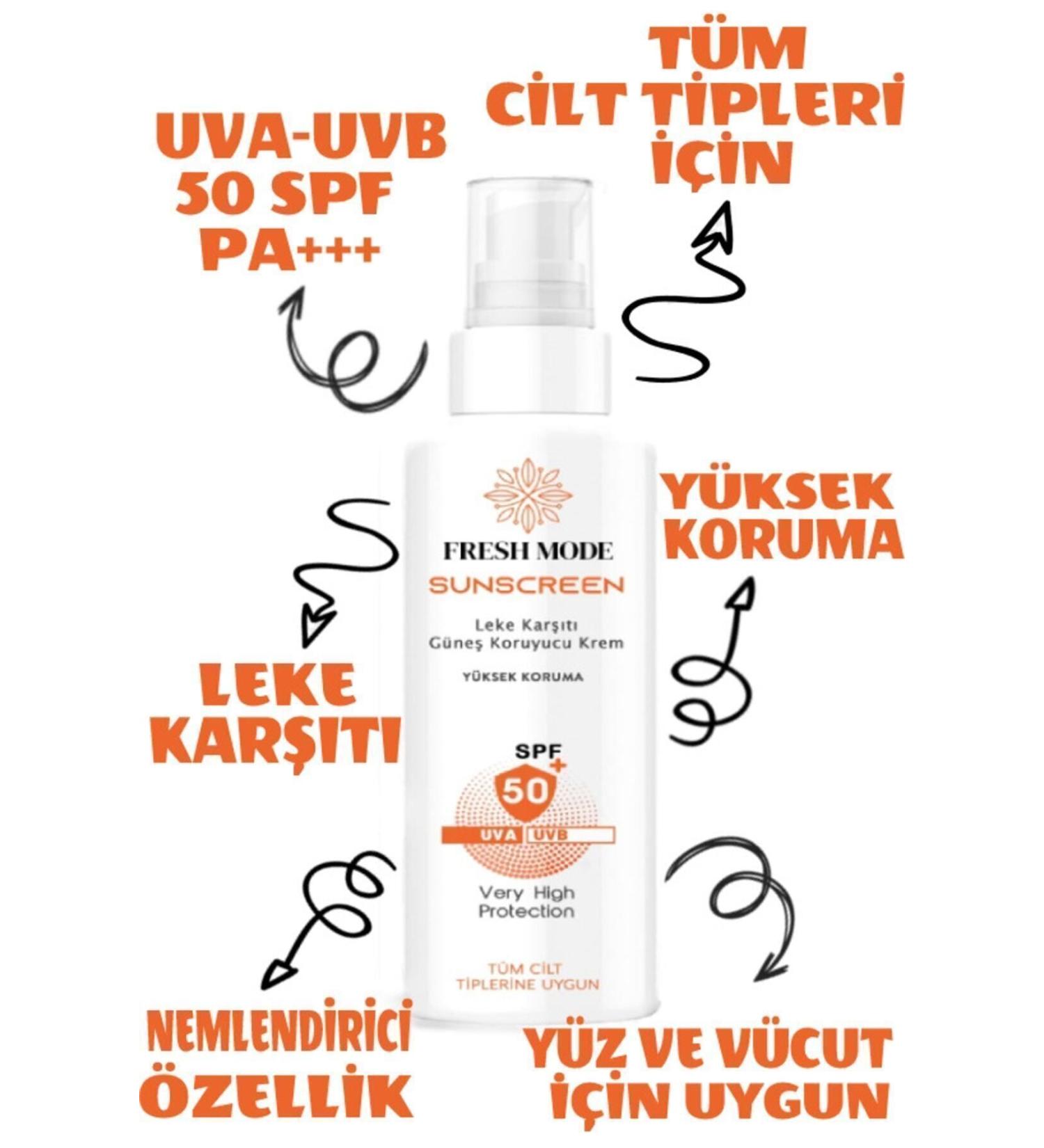 Fresh Mode Anti-Spot Spf 50+ High Protection Moisturizing Sun Cream for All Skin Types 100 ml - Buy Online on GoSupps.com