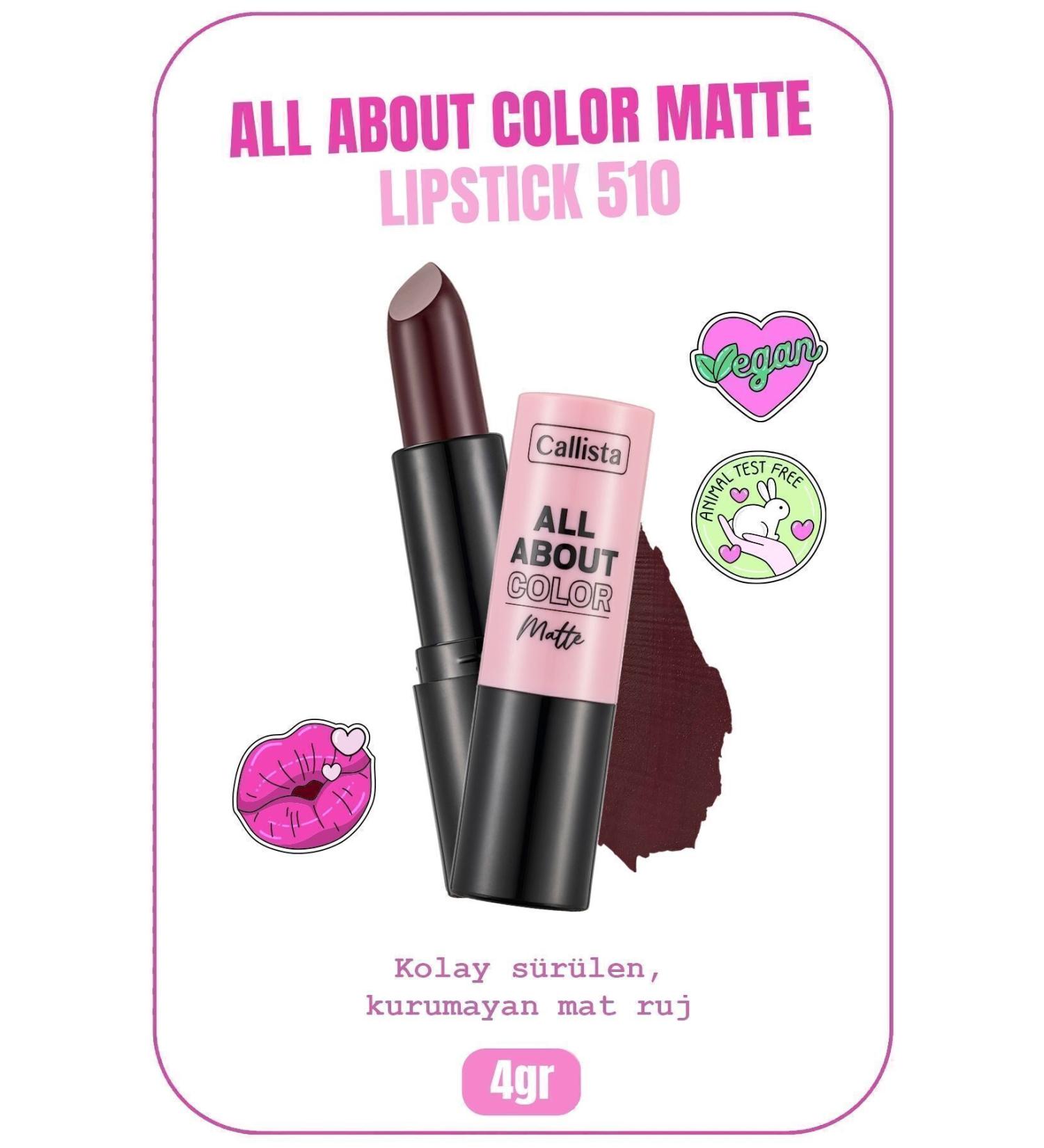 Callista All About Color Matte Lipstick Moisturizing Matte Lipstick - 510 Midnight Mulberry - Claret Red - Buy Online on GoSupps.com