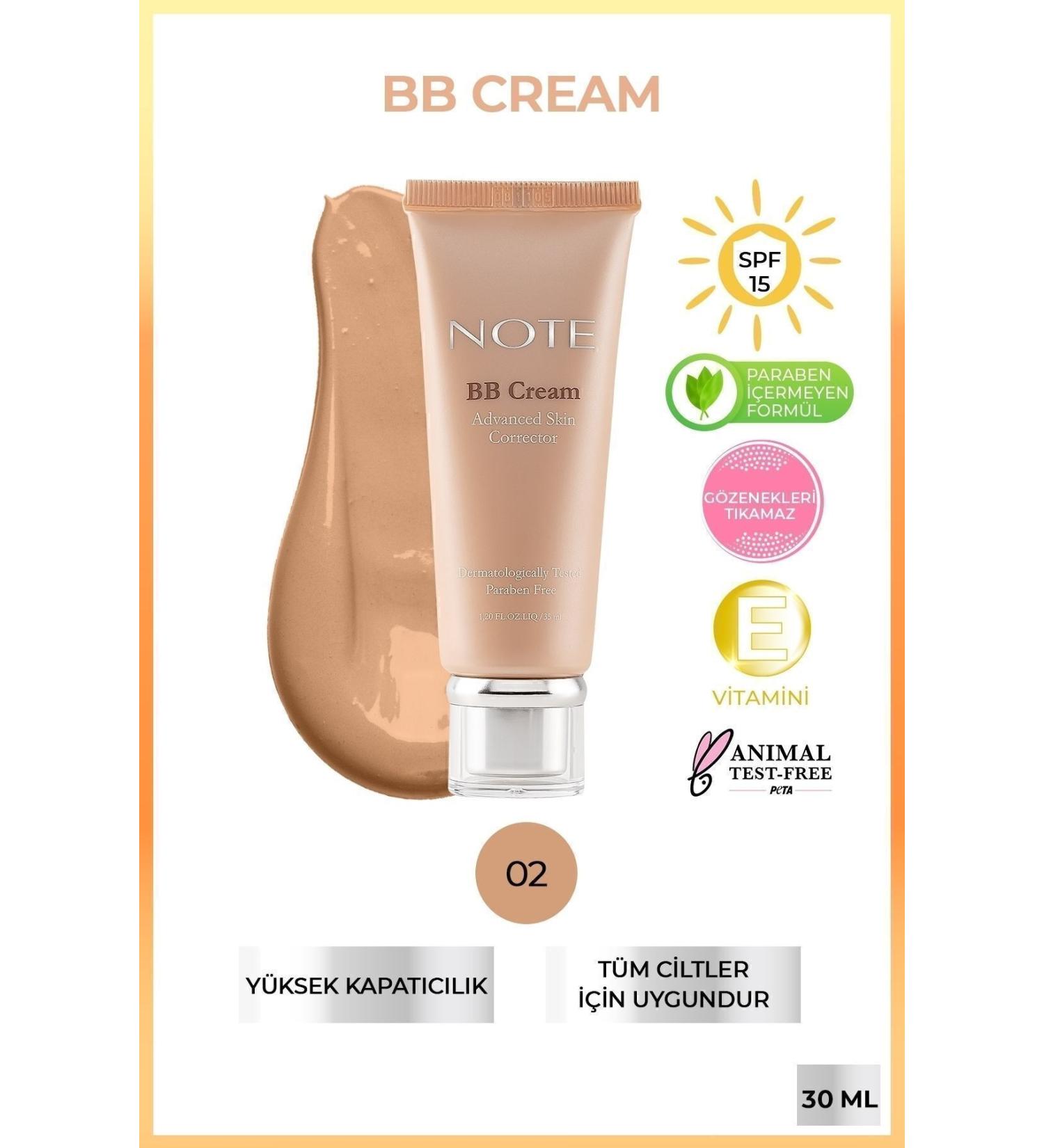 Note Cosmetics BB Cream SPF 15 Moisturizing Effective Intensive Concealer BB Cream - 02 Medium Dark - Buy Online on GoSupps.com