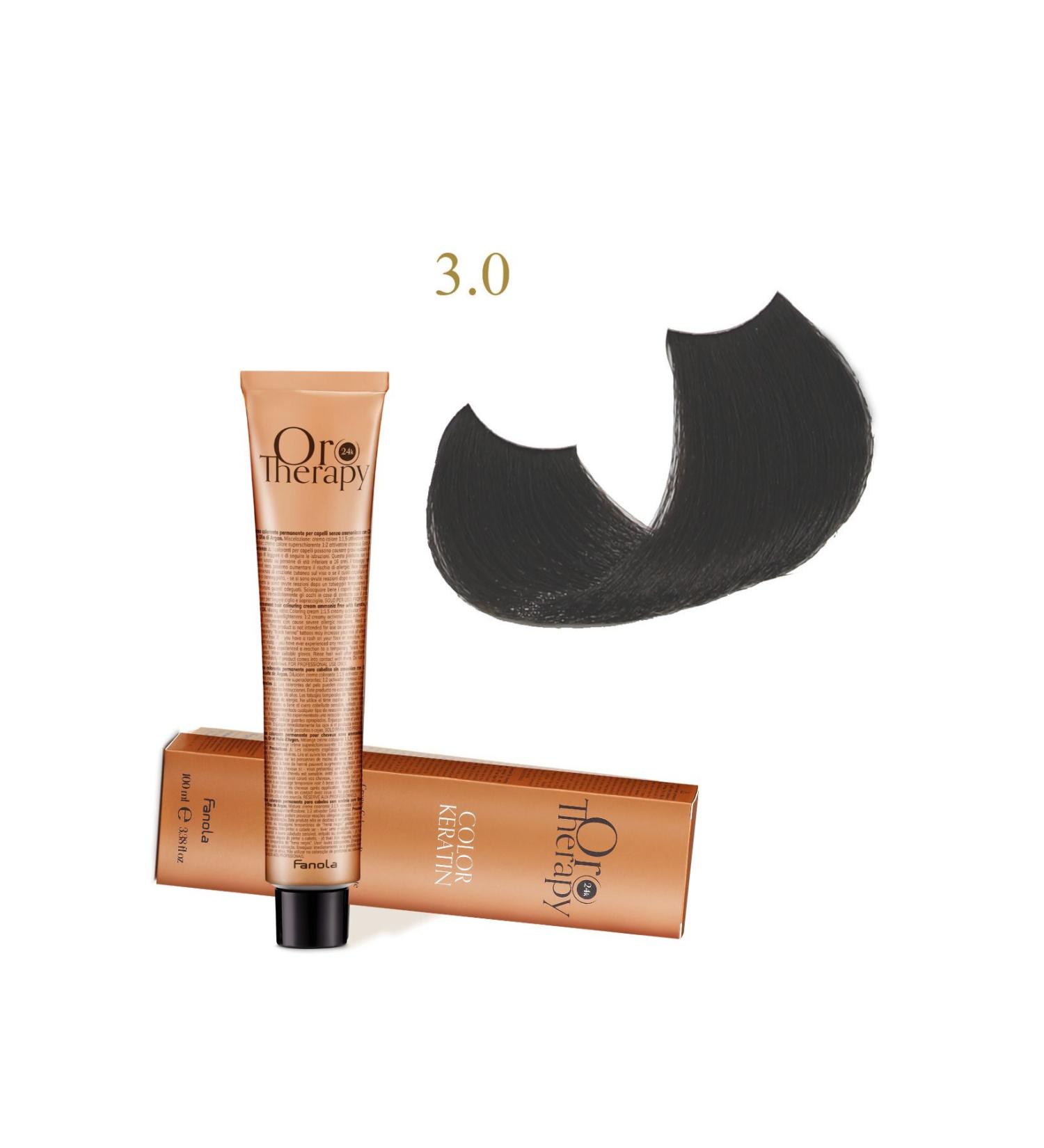 Fanola Oro Therapy 24k Color Keratin With Gold & Argan Oil 100ml (ammonia Free) 3.0 Dark Chestnut