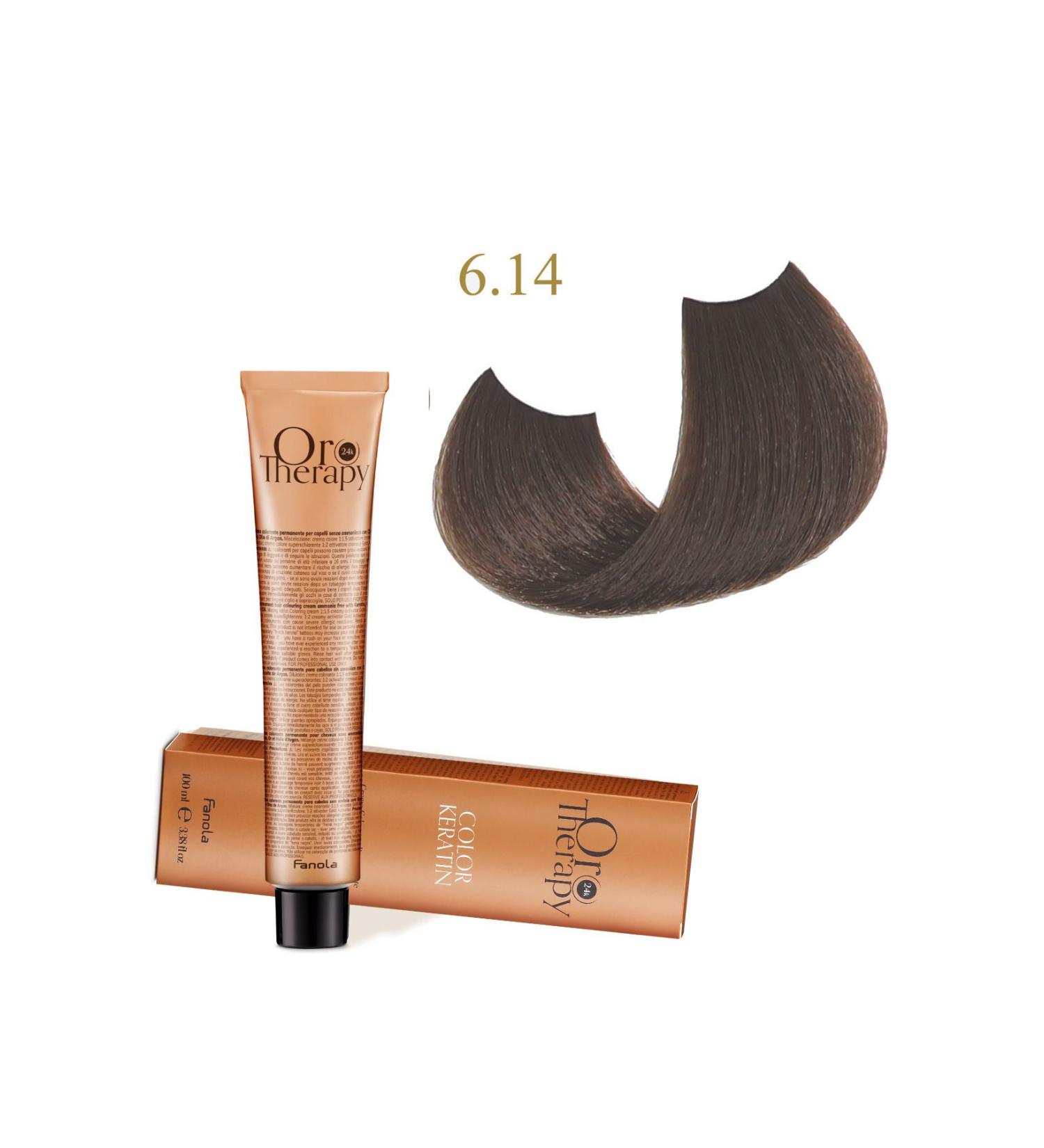 Fanola Oro Therapy 24k Color Keratin With Gold & Argan Oil 100ml (ammonia Free) 6.14 Bitter Chocolate