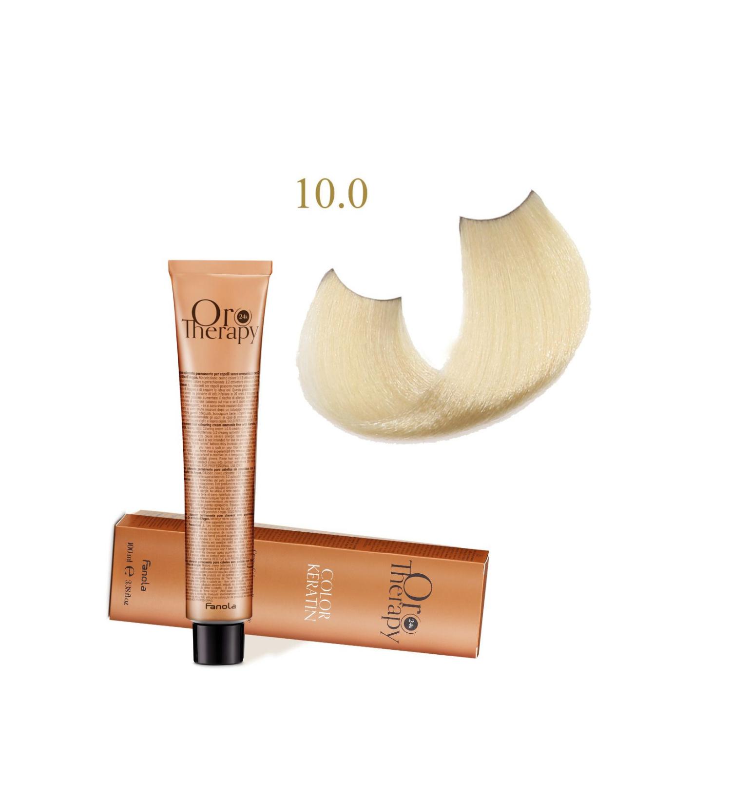 Fanola Oro Therapy 24k Color Keratin With Gold & Argan Oil 100ml (ammonia Free) 10.0 Blonde Platinum