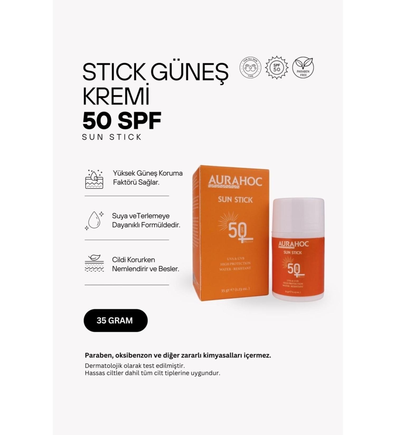 AURAHOC Anti-Spot Stick Sun Cream - 35gr | Spf 50 Mineral Filter High Protection - Buy Online on GoSupps.com