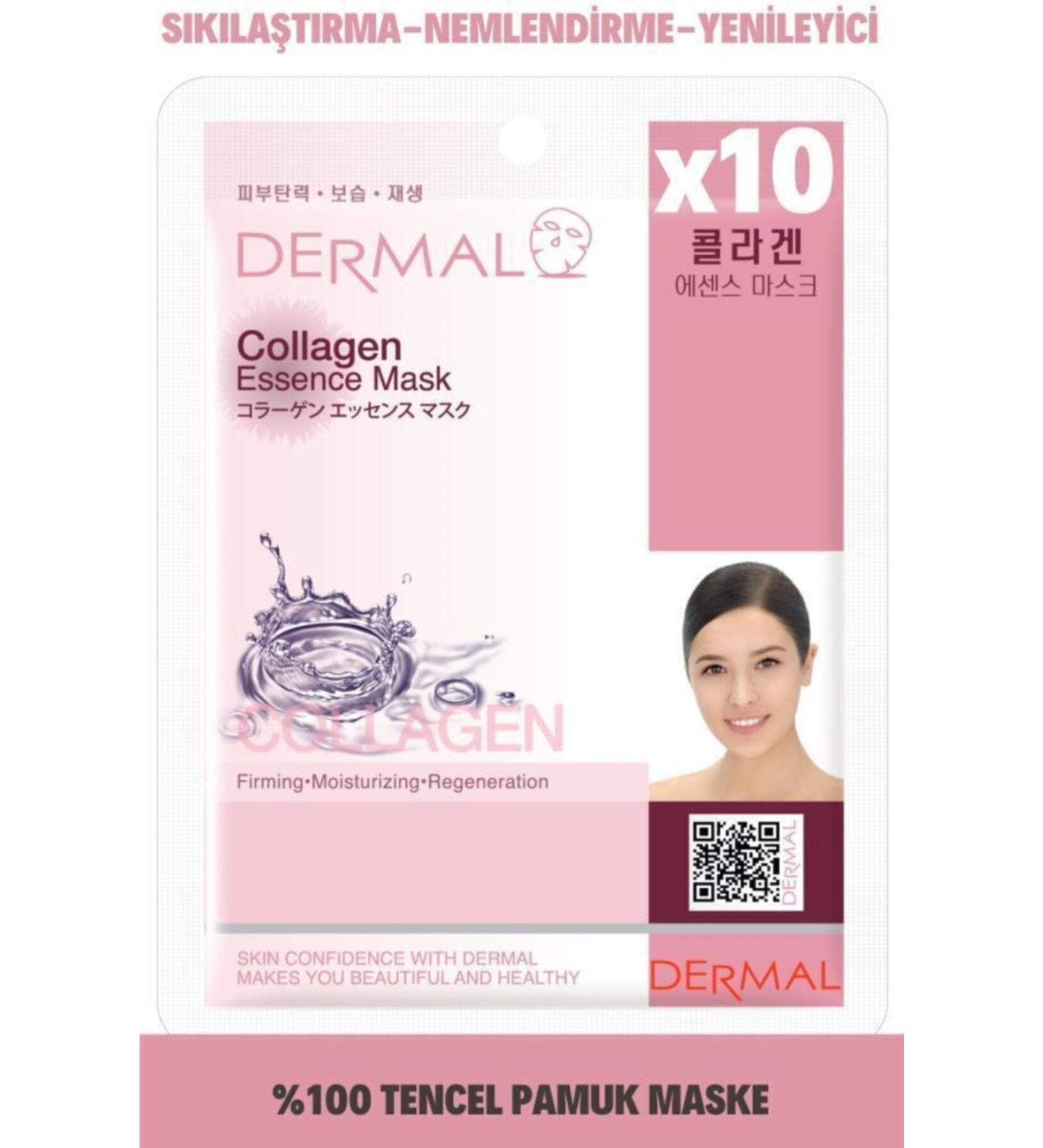 Dermal Collagen Essence Firming Moisturizing Skin Care Mask for All Skin Types 10 Pieces - Buy Online on GoSupps.com