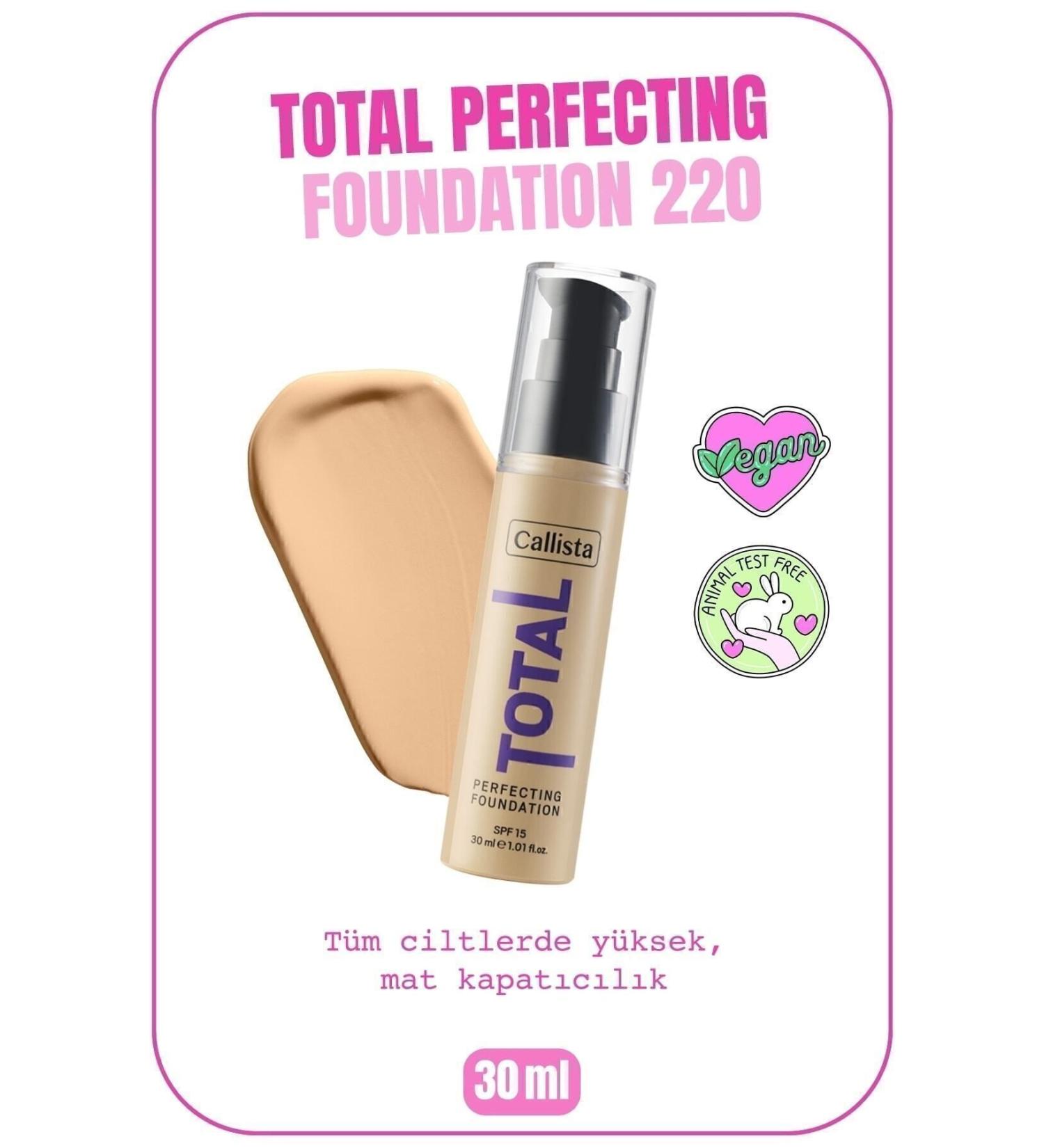 Callista Total Perfecting Spf 15 Intensive Coverage Matte Finish Foundation - 220 Natural Beige - Light Beige - Buy Online on GoSupps.com