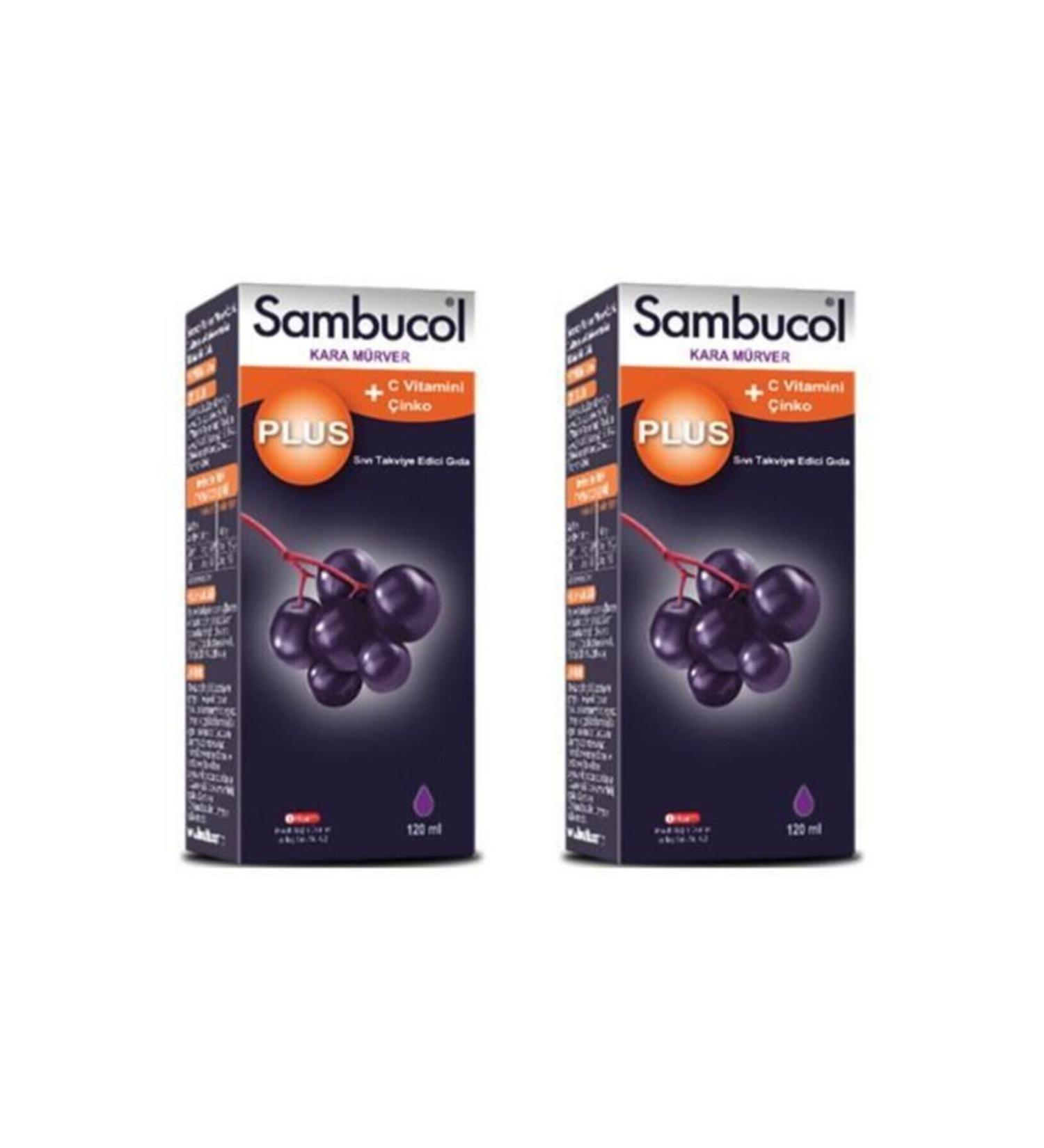 Sambucol Plus Black Elderberry Extract + Vitamin C & Zinc 120 Ml 2 Pieces