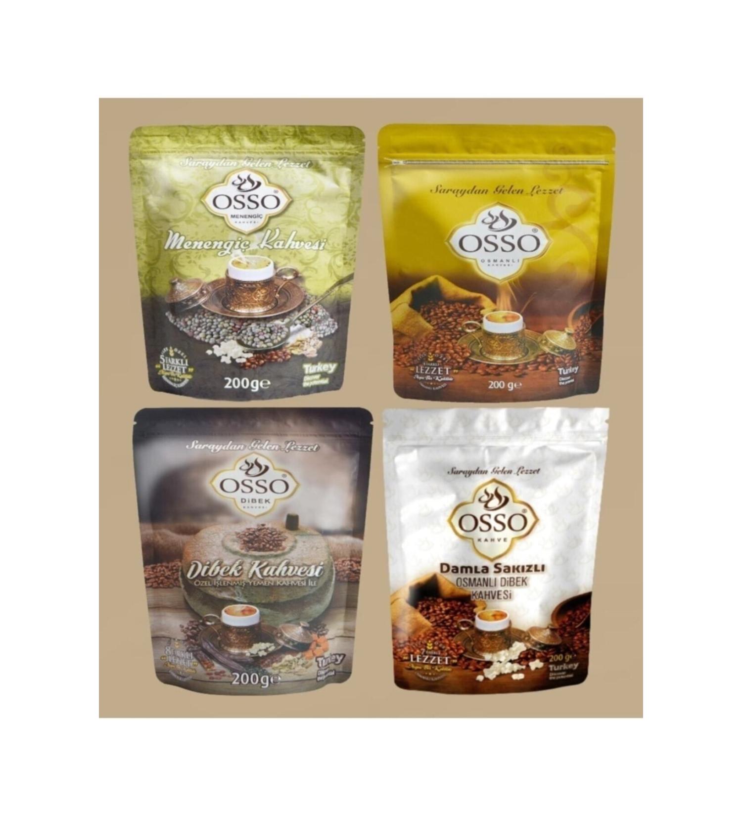 OSSO COFFEE Set of 4 Ottoman Coffee + Mastic Dibek Coffee + Dibek Coffee + Menengi Coffee