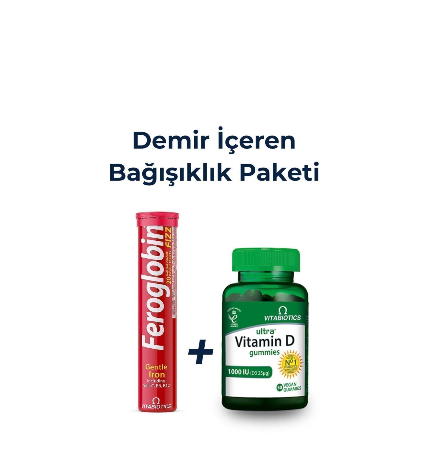 Vitabiotics Feroglobin Fizz + Ultra Vitamin D Gummies - Immunity Pack with Iron