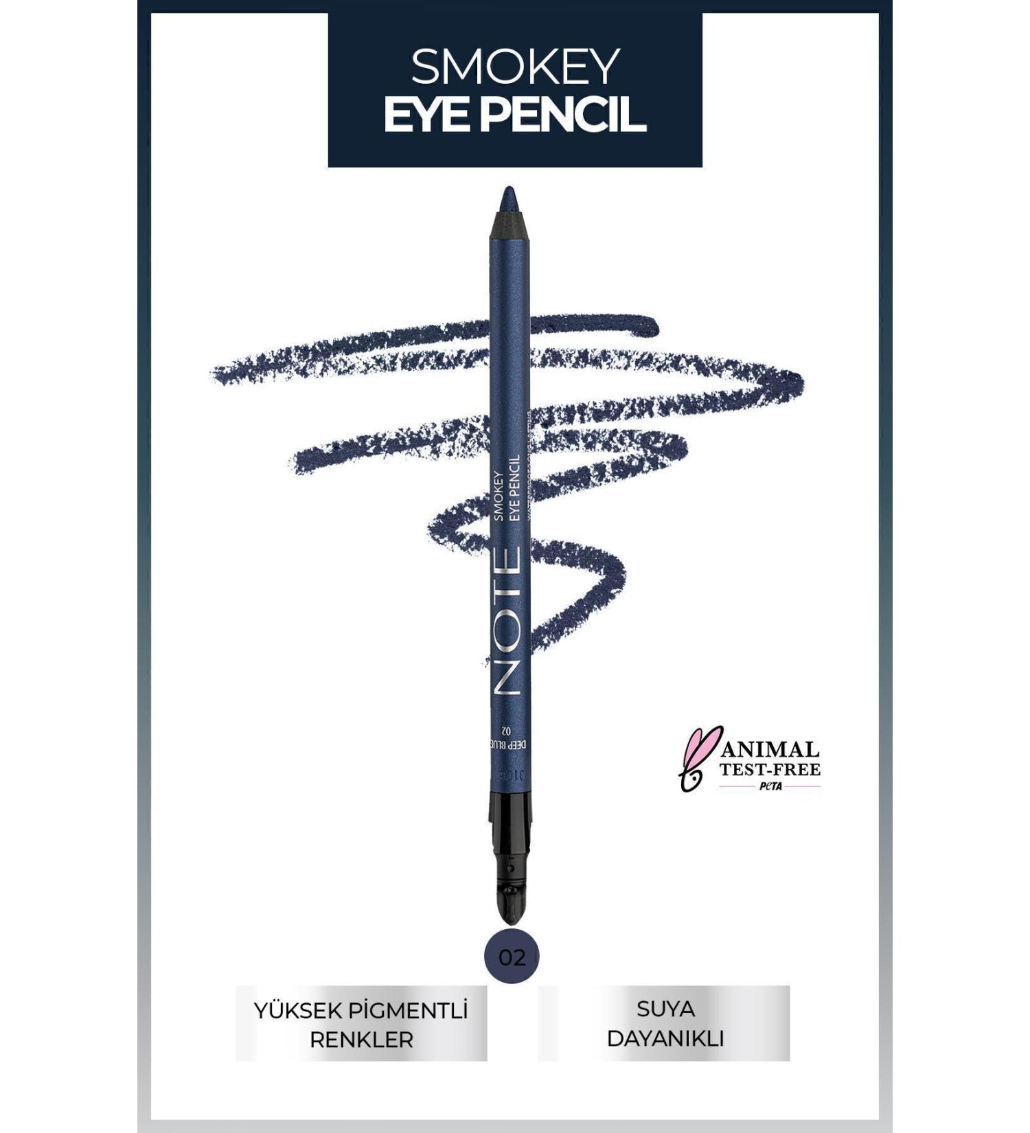 Note Cosmetics Smokey Eye Pencil Waterproof Applicator Waterproof Eye Pencil - 02 Deep Blue - Navy Blue - Buy Online on GoSupps.com