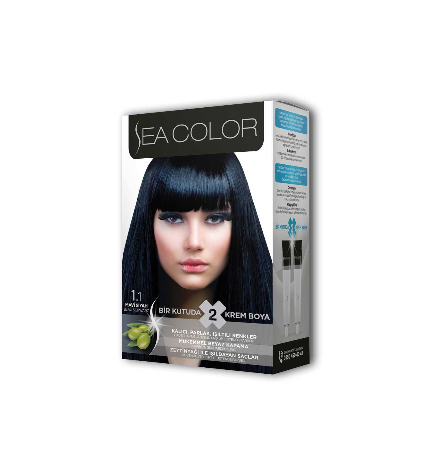 akna 2 Tube Cream Hair Dye Set Blue Black No:1.1 - ANK6957-3363