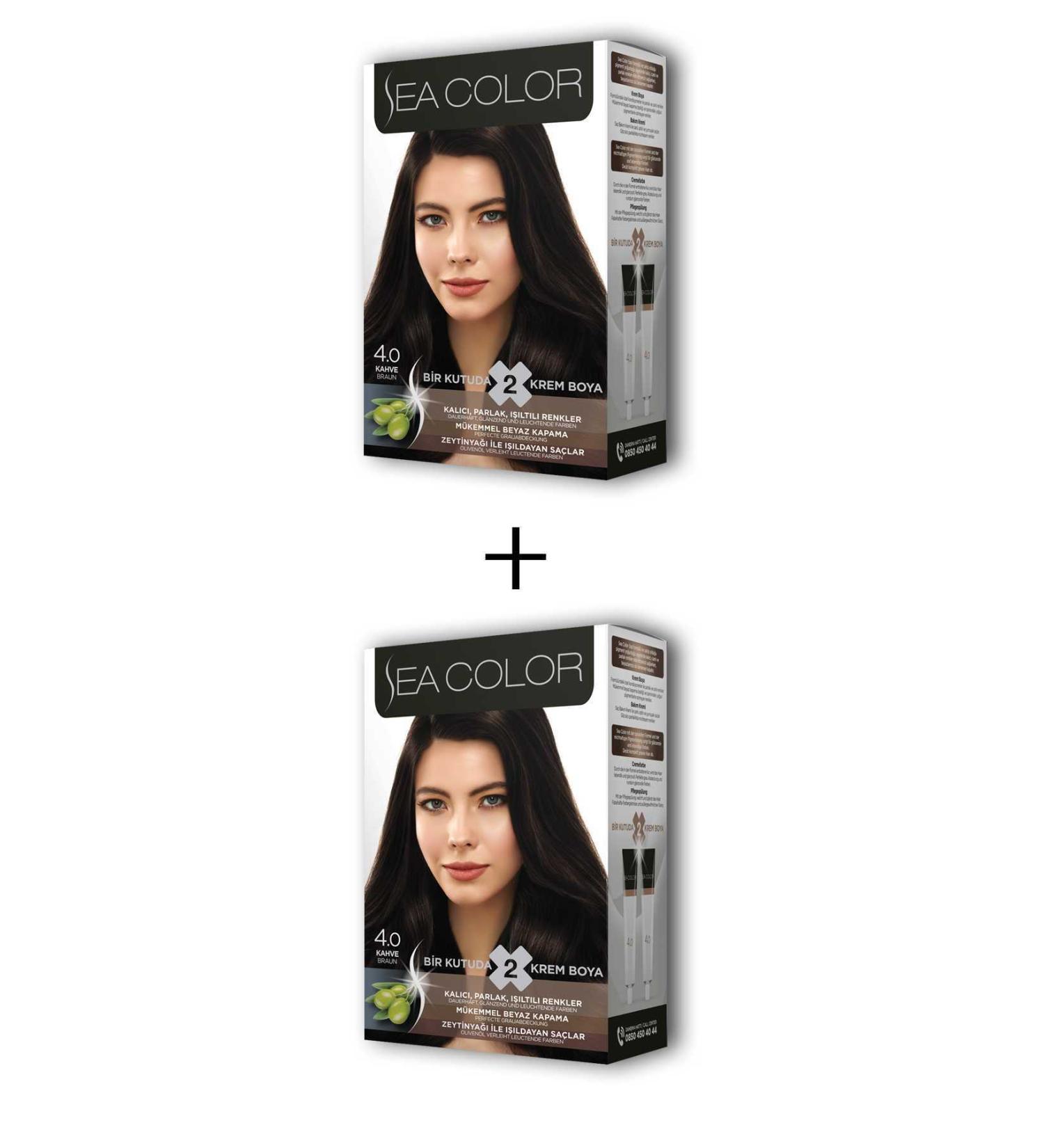 E Nil 2X2 Tube Cream Hair Dye Set Brown No:4.0 - NIL3451-7138