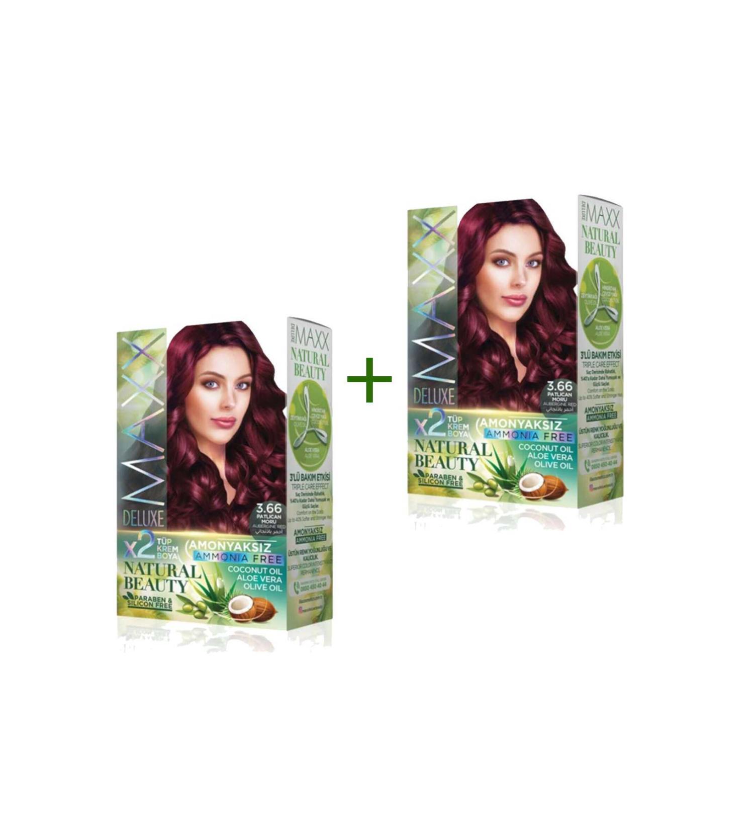 Narnuga 2 Pack Natural Beauty Ammonia Free Hair Dye 3.66 Eggplant Purple - MCT9658-1235