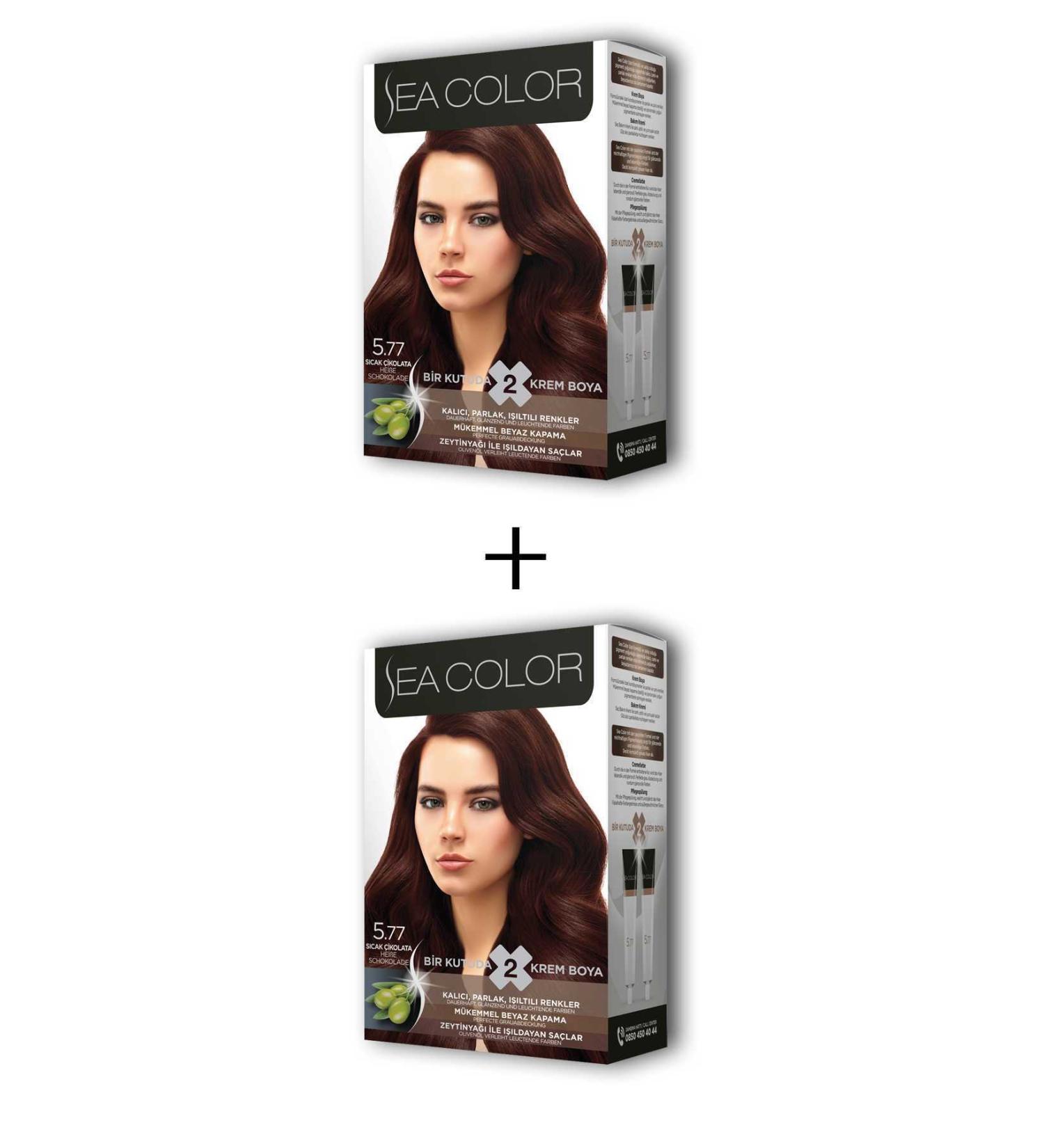 akna 2X2 Tube Cream Hair Dye Set Hot Chocolate No: 5.77 - ANK8422-2129