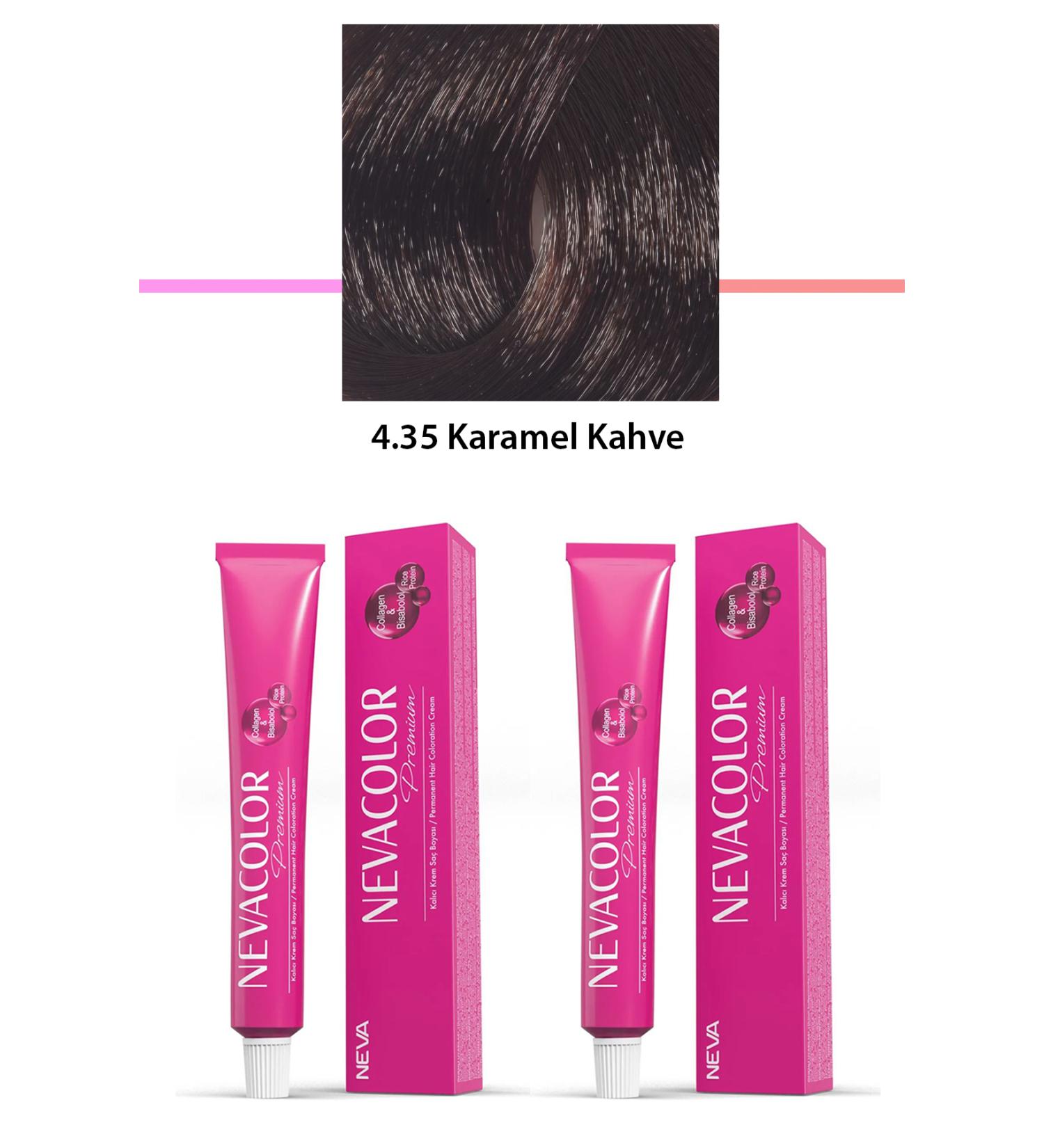 HELSOL 2 Set Premium 4.35 Caramel Brown - Permanent Cream Hair Dye 2 X 50 g Tube - HLS9119-5686