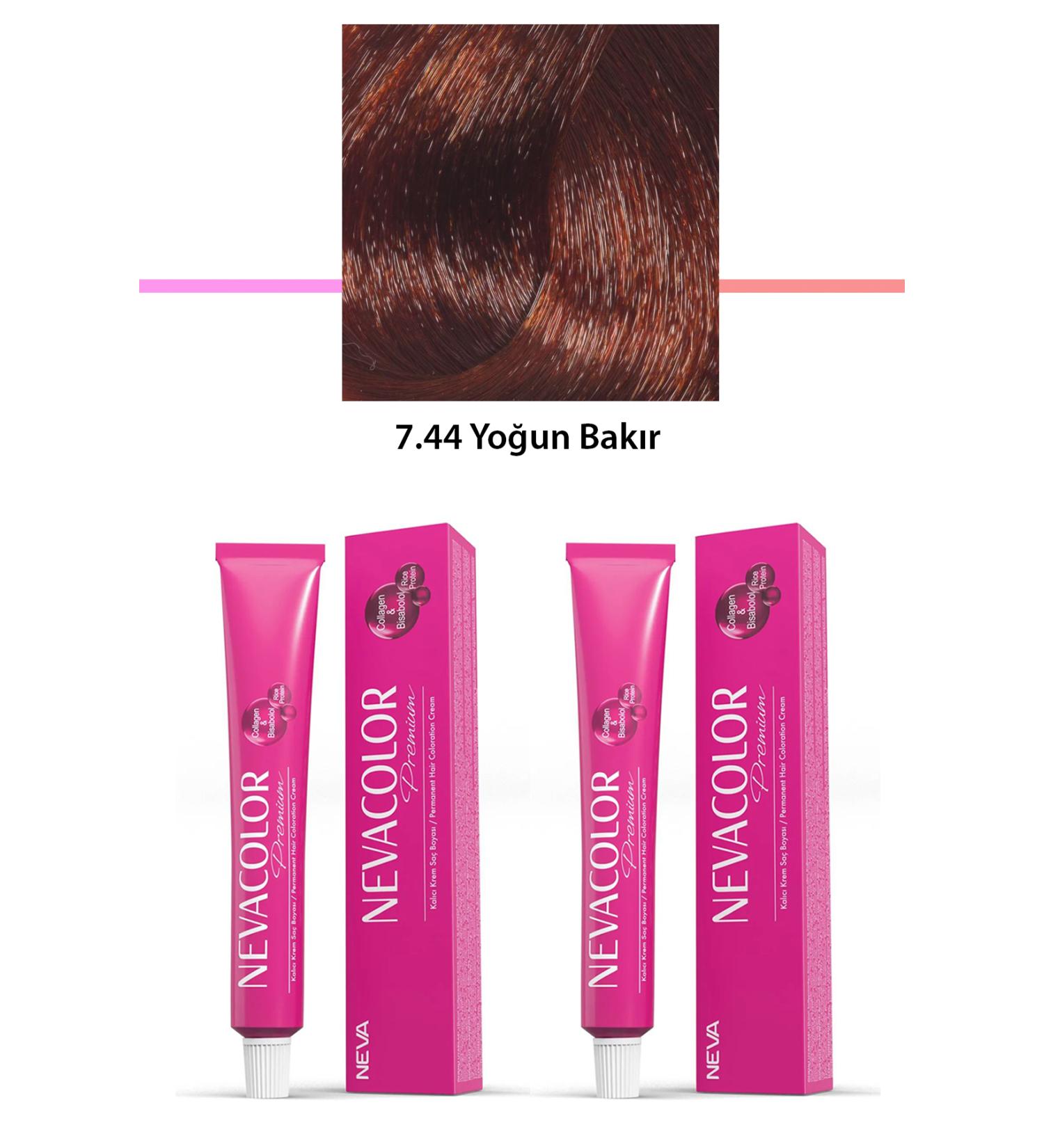 Calleren 2 Set Premium 7.44 Intense Copper - Permanent Cream Hair Dye 2 X 50 g Tube - CLN8444-5266