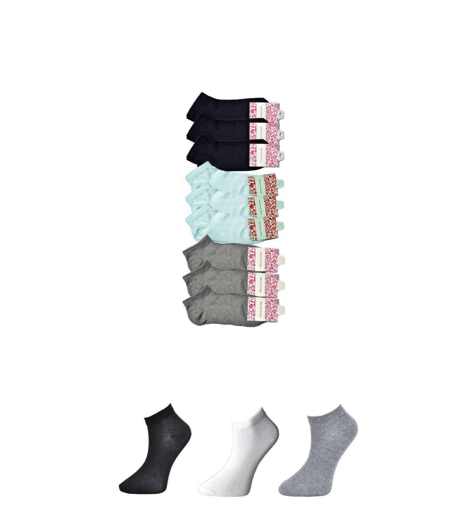 Skygo Black Grey and White Women's Ankle Socks 9 pairs