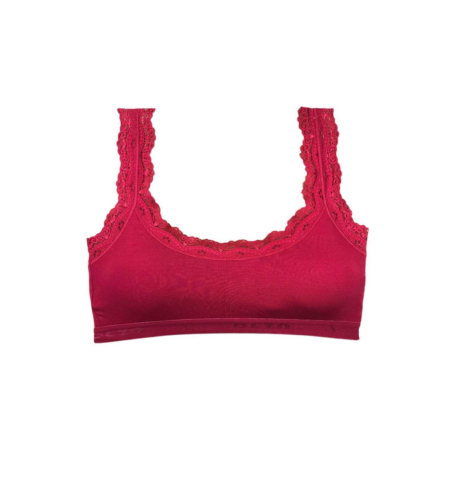 Skygo Lace Embroidery Padded Bamboo Women's Bustier Burgundy