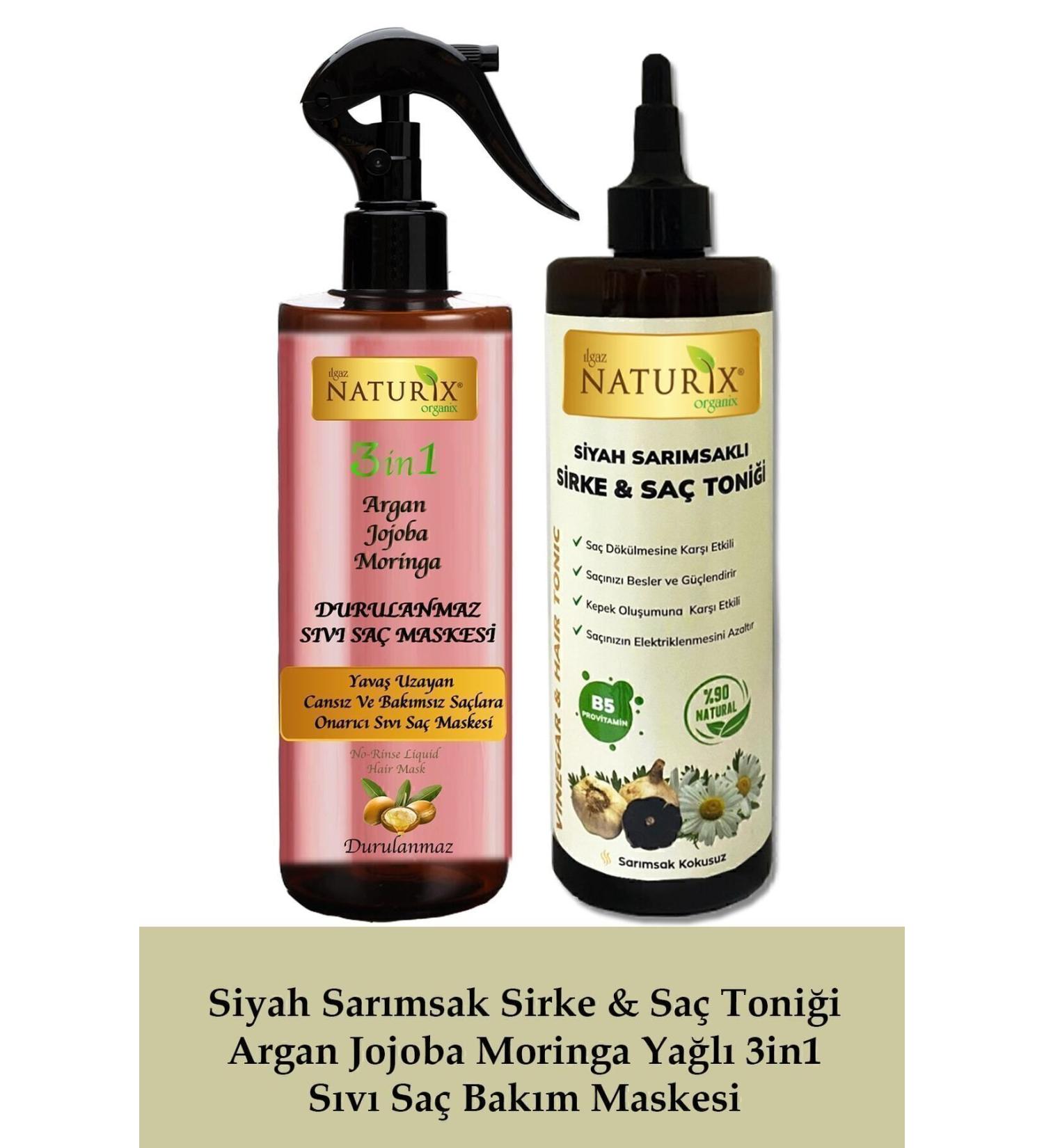 Naturix Black Garlic Vinegar & Hair Tonic Argan Jojoba Moringa Oil 3in1 Liquid Hair Care Mask - Buy Online on GoSupps.com