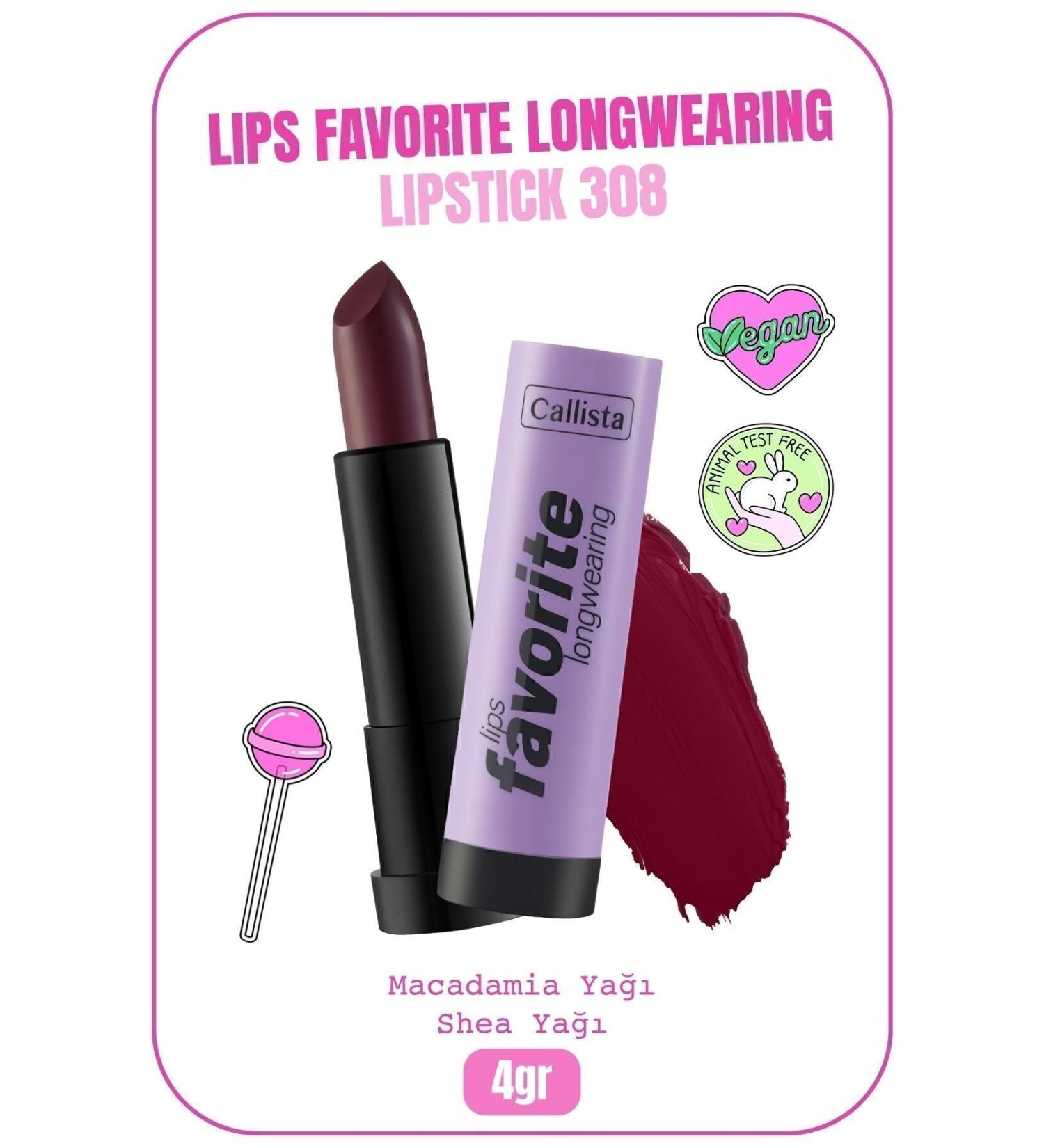 Callista Lips Favorite Longwearing Lipstick Lipstick 308 Vampy Like - Claret Red - Buy Online on GoSupps.com