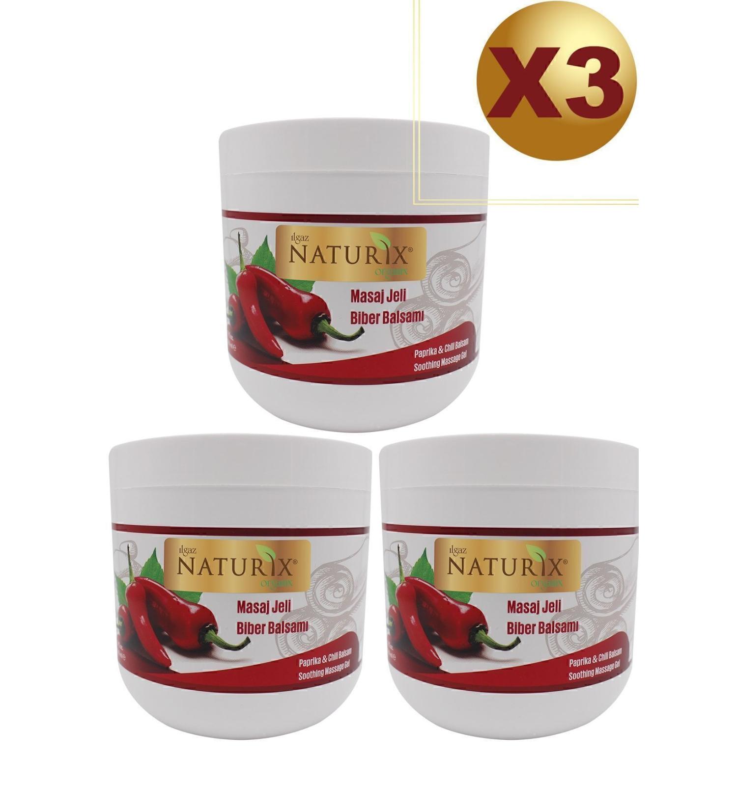 Naturix 3 Pieces Paprika Chili Pepper Balsam Massage Gel 500 Ml
