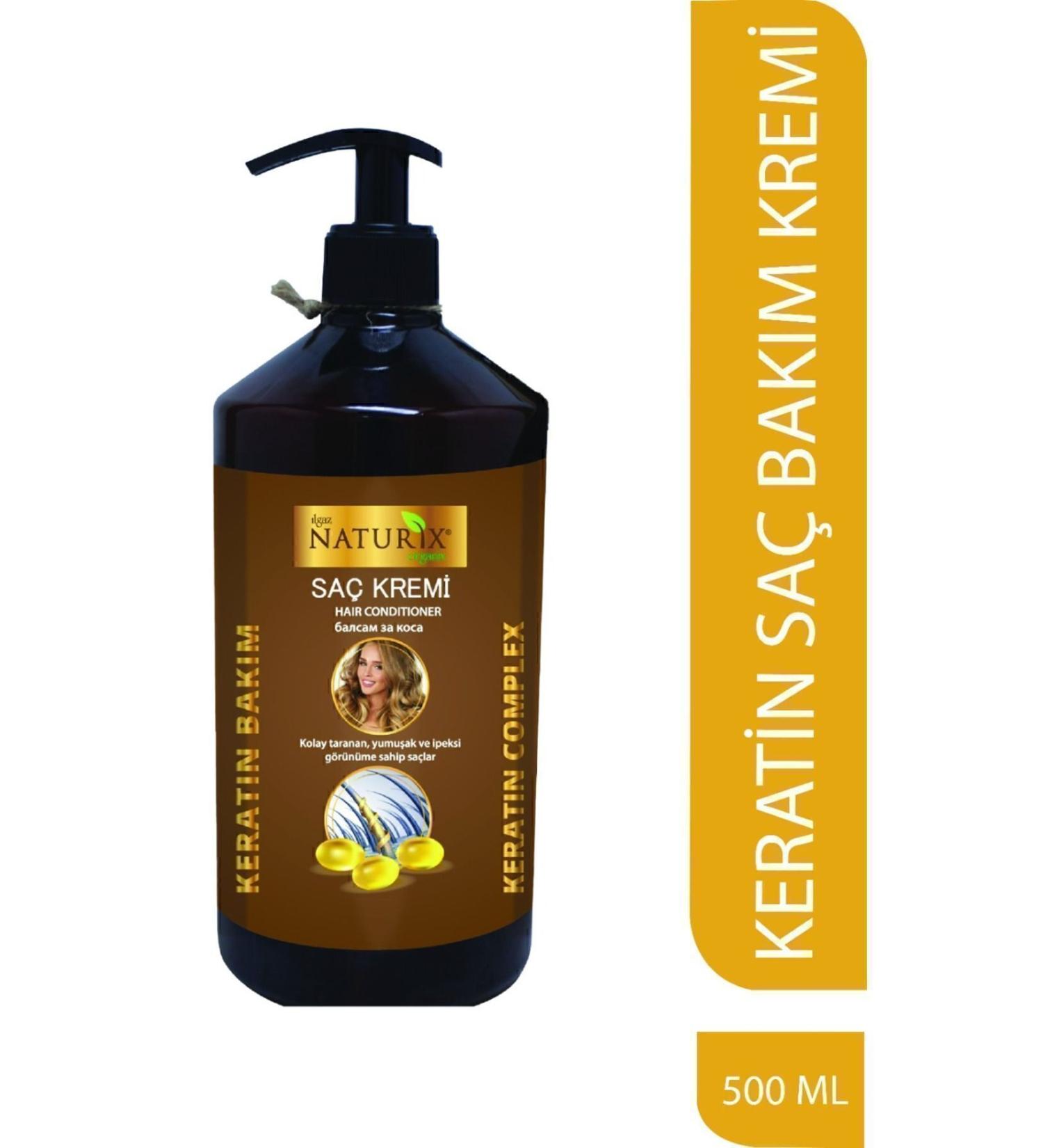 Ilgaz Naturix Organix Salt-Free Keratin Hair Conditioner 500 Ml Herbal Keratin Care Hair Conditioner for Damaged Hair Does Not Contain Paraben - Buy Online on GoSupps.com
