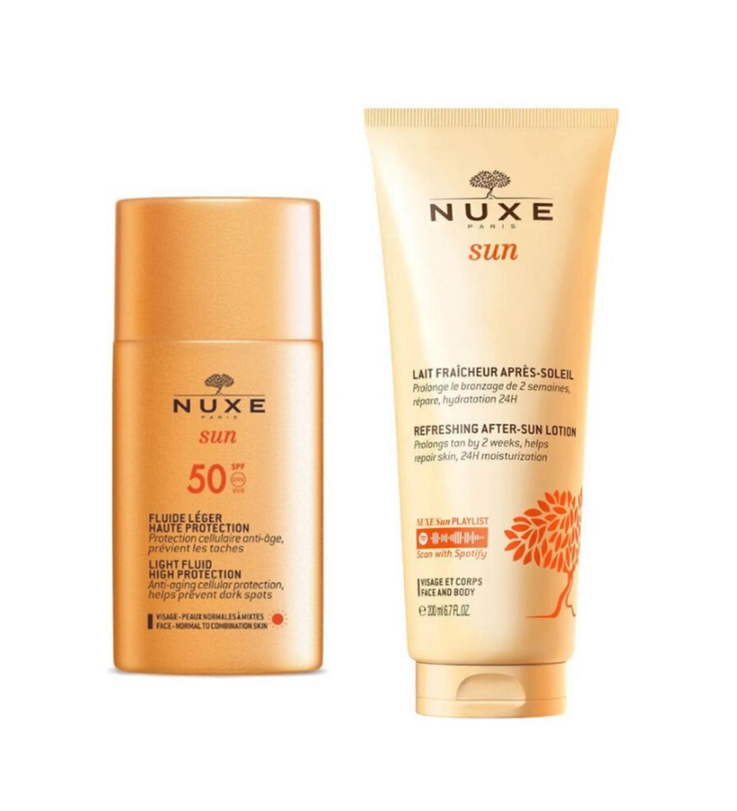 Nuxe Sun Sunscreen Light Texture Face Cream SPF 50 50 ml - Nuxe Sun After Sun Care Cream 200ml