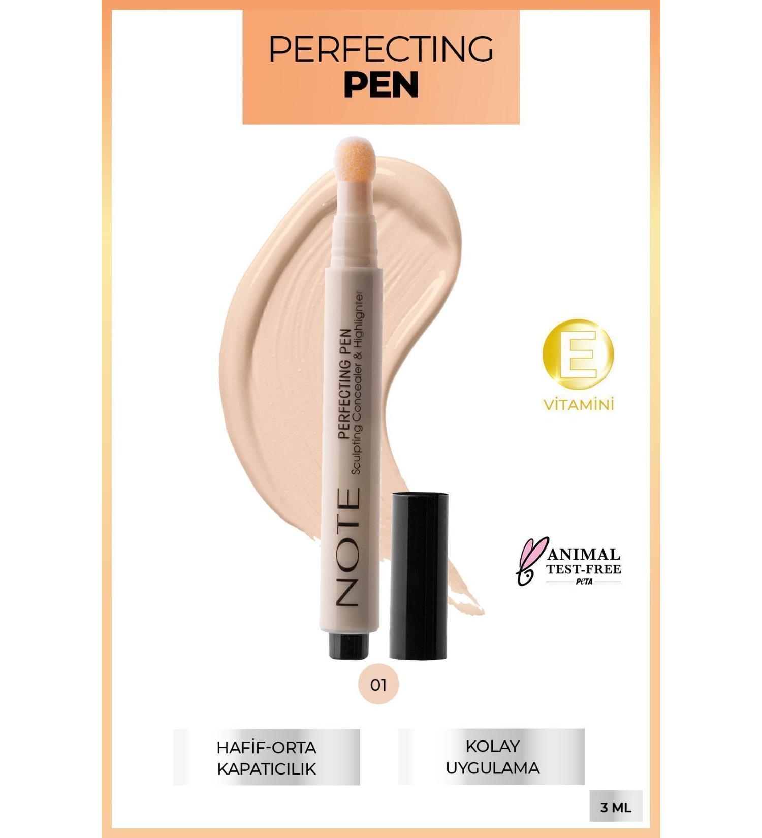 Note Cosmetics Perfecting Pen Brightening Effect Pen Under Eye Concealer - 01 Light Rose - Buy Online on GoSupps.com