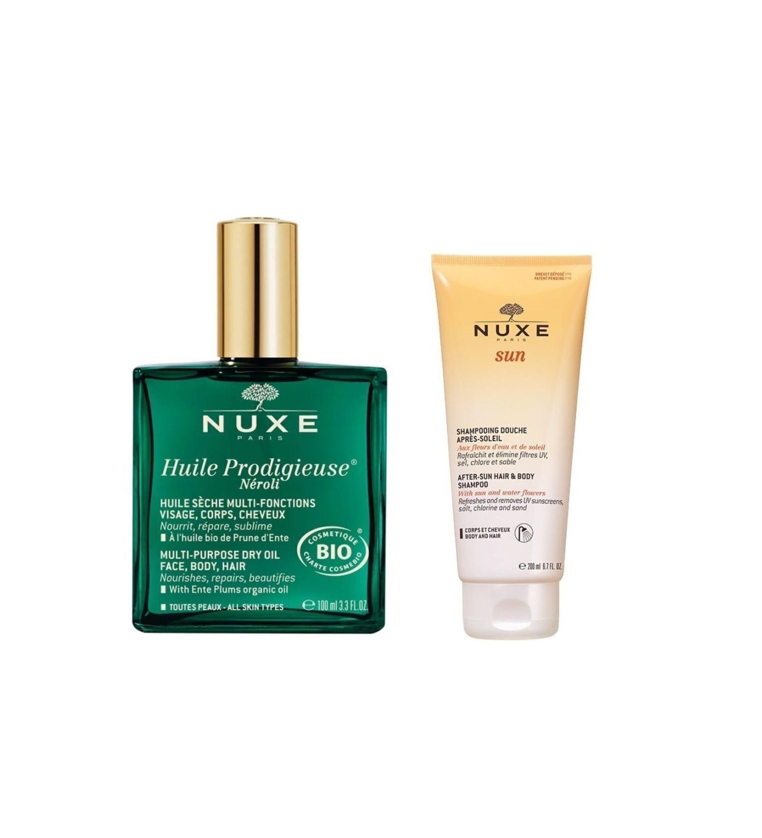 Nuxe Neroli Multi-Purpose Dry Oil 100 Ml After Sun Moisturizing Hair and Body Shampoo 200 Ml