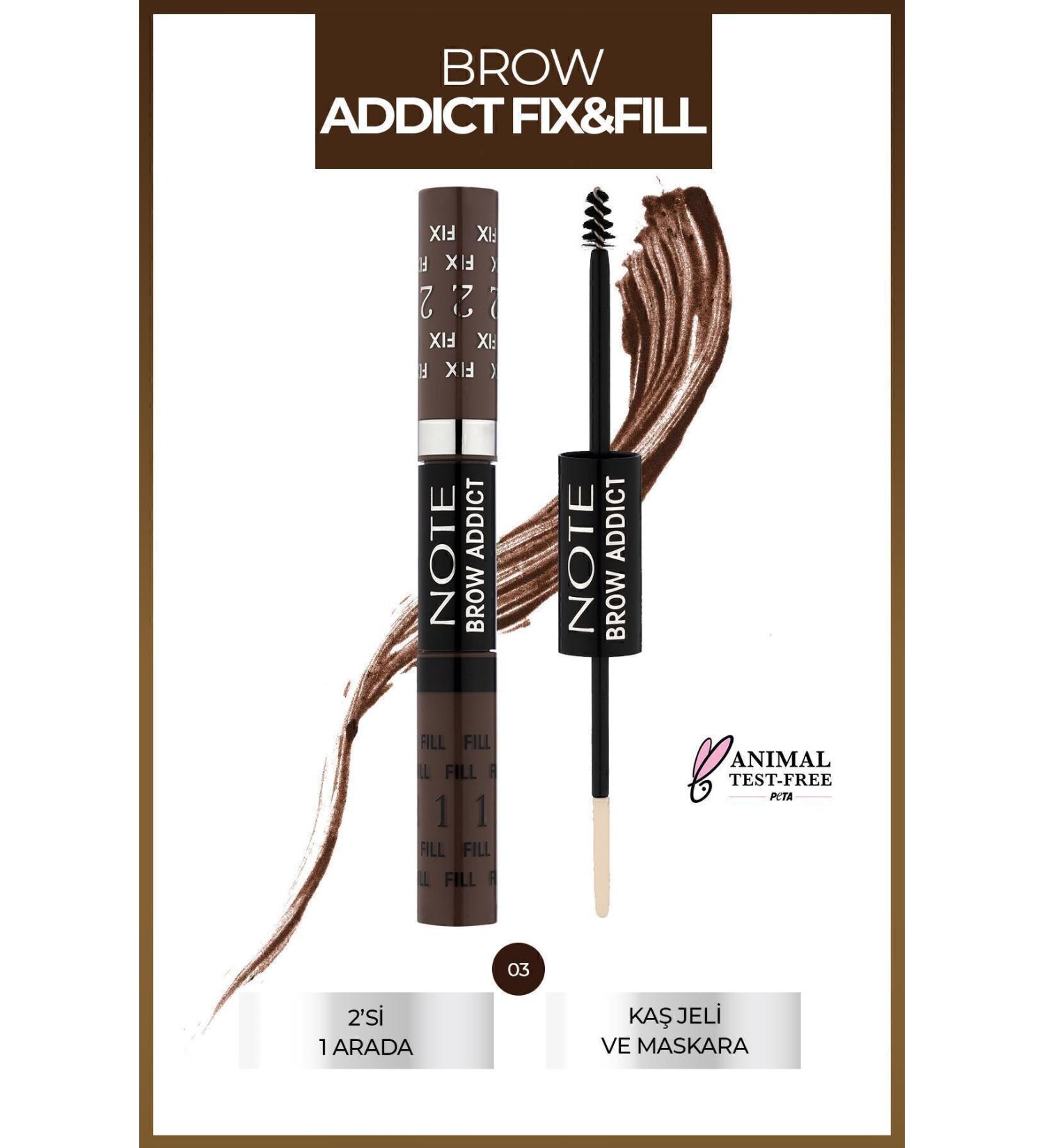 Note Cosmetics Brow Addict Fix&Fill 03 Eyebrow Shadow&Mascara 2 in 1 - Buy Online on GoSupps.com