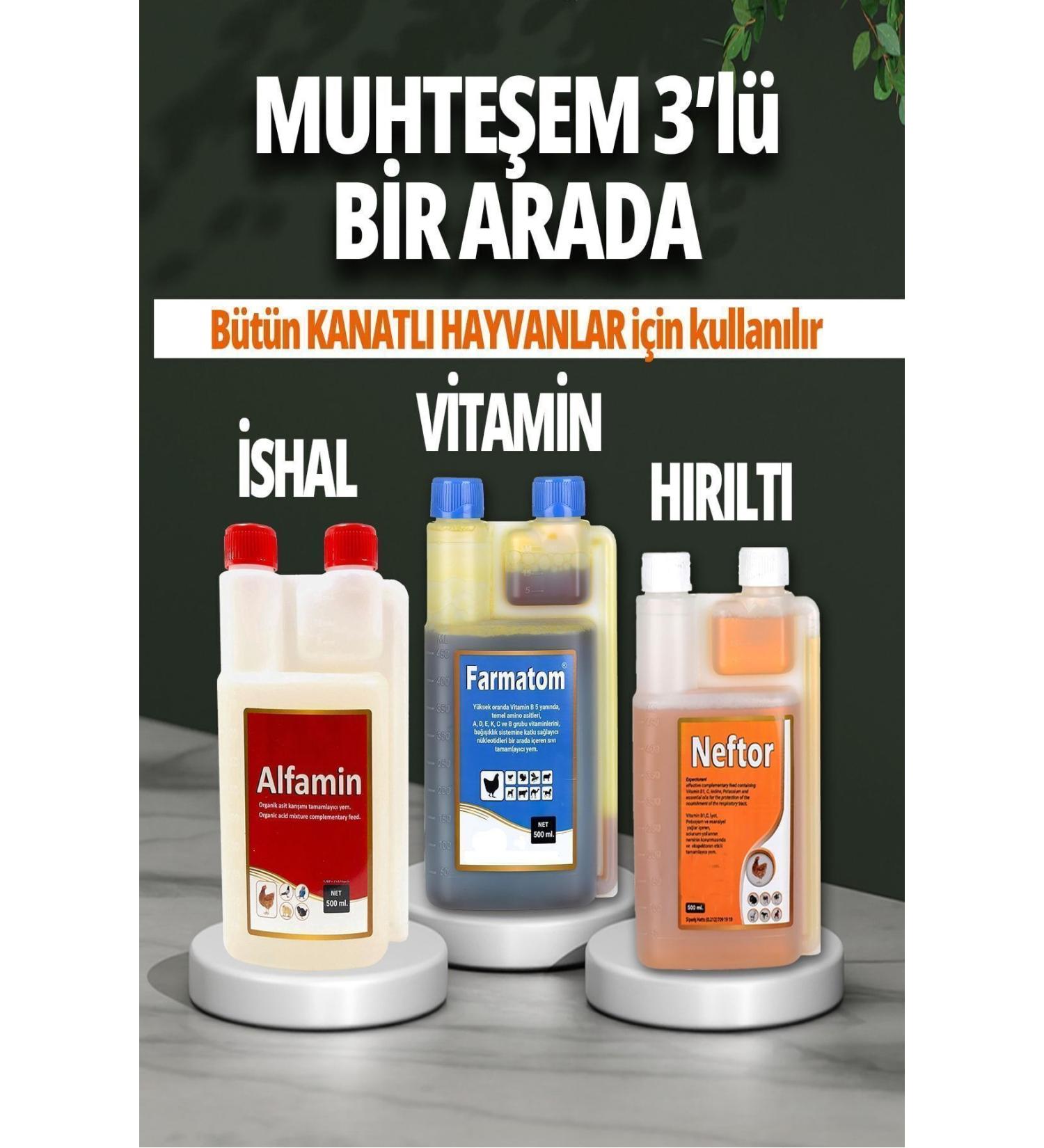 Munich Vet 3-Piece Set Farmatom Vitamin Alfamin Diarrhea Nephritis Wheezing Set - 500 ml