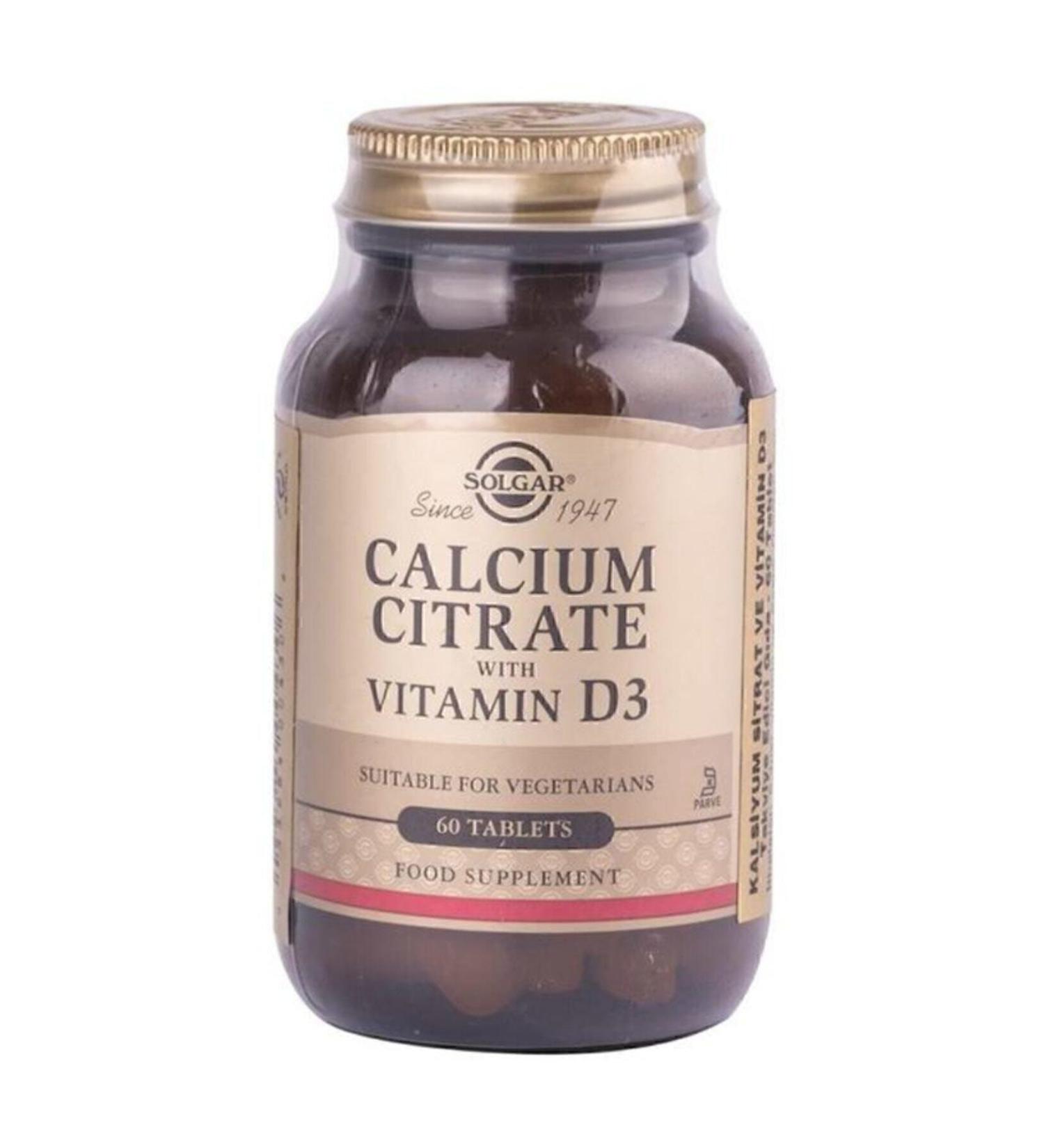 Solgar Calcium Citrate With Vitamin D3 60 Tablets