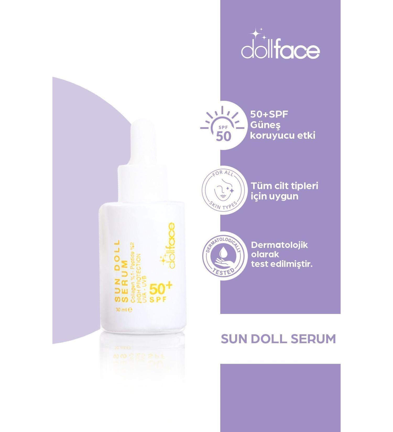dollface Sunscreen 50+SPF Sun Serum- SUN DOLL SERUM- Collagen Makeup Base - Buy Online on GoSupps.com