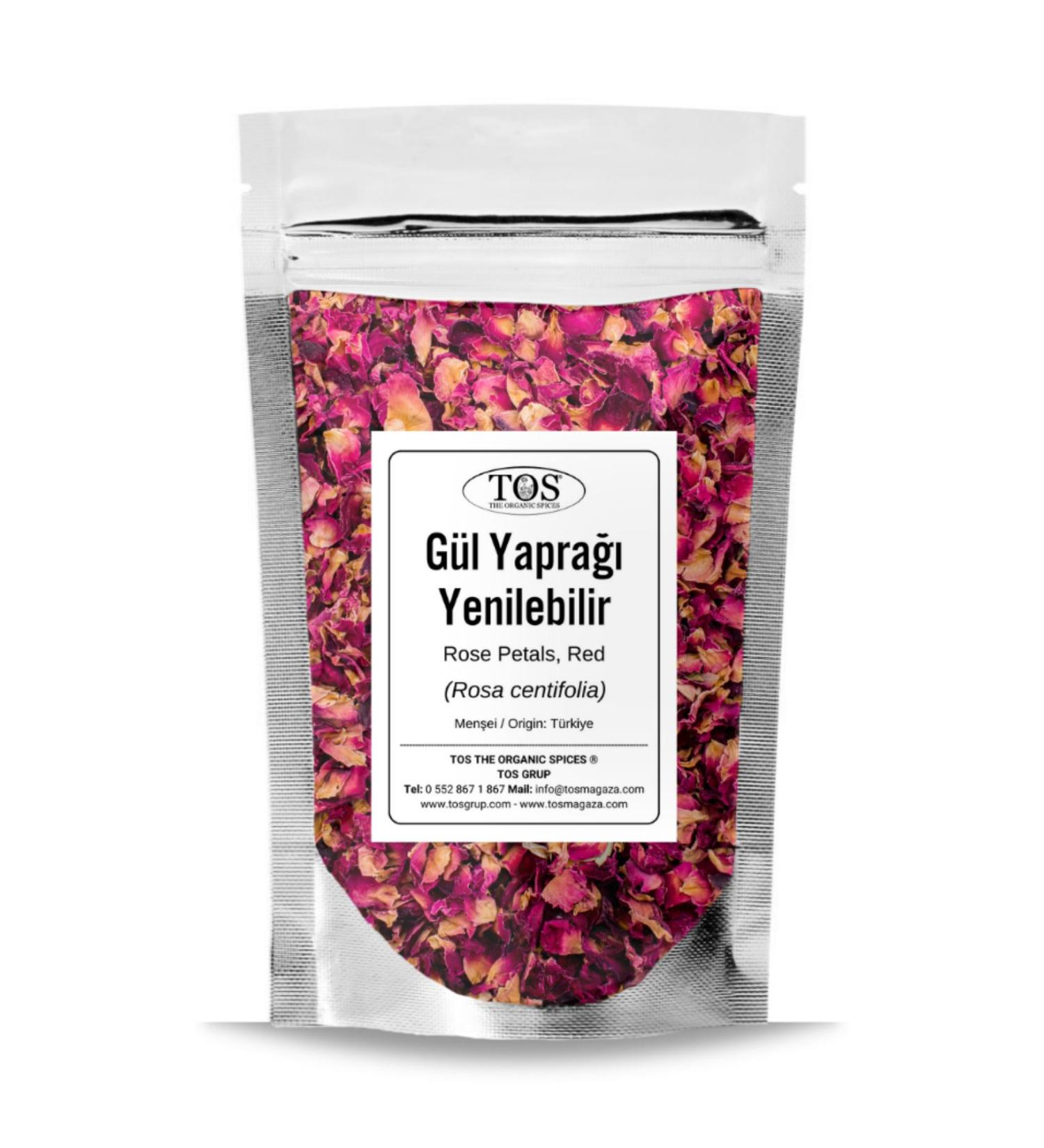 TOS The Organic Spices Rose Petals 250 gr Edible (1ST QUALITY) Rosa Centifolia / Rose Petals Red