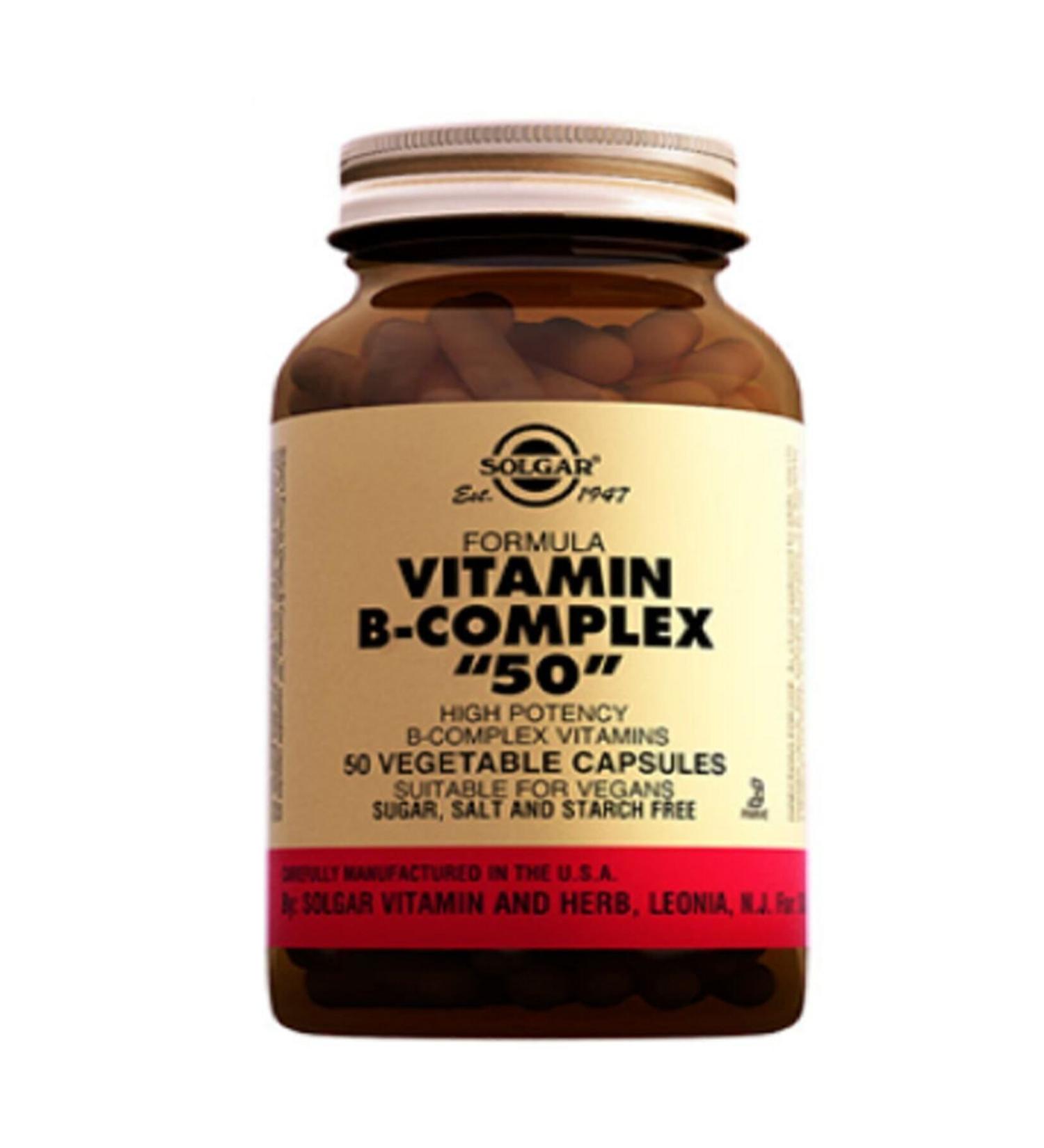 Solgar Vitamin B Complex 50 mg 100 Capsules - Buy Online on GoSupps.com