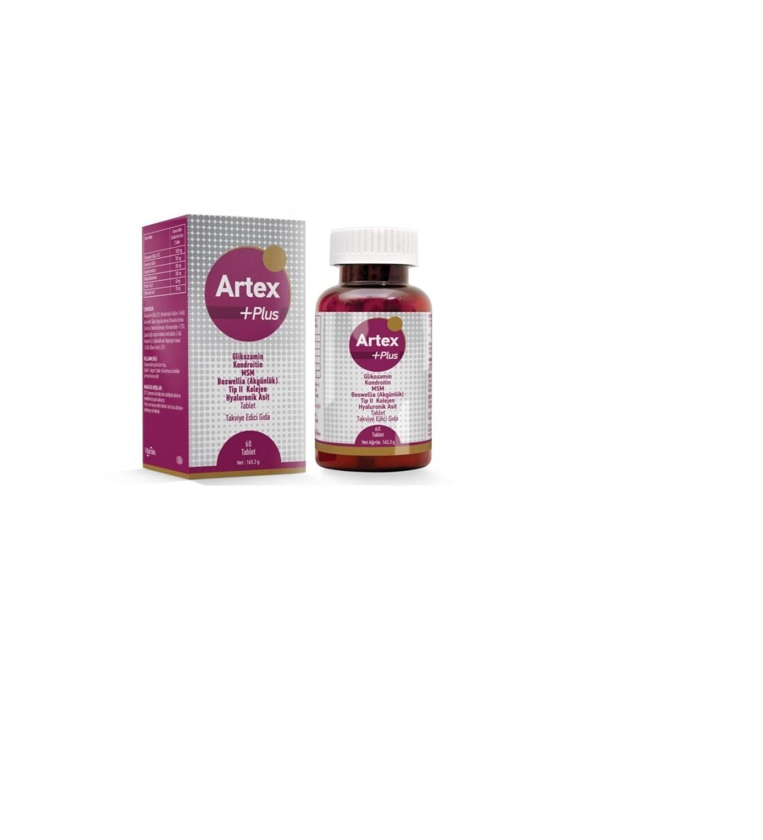 Artex Plus 60 Tablets Glucosamine-chondroitin-msm-type 2 Collagen-hyaluronic Acid